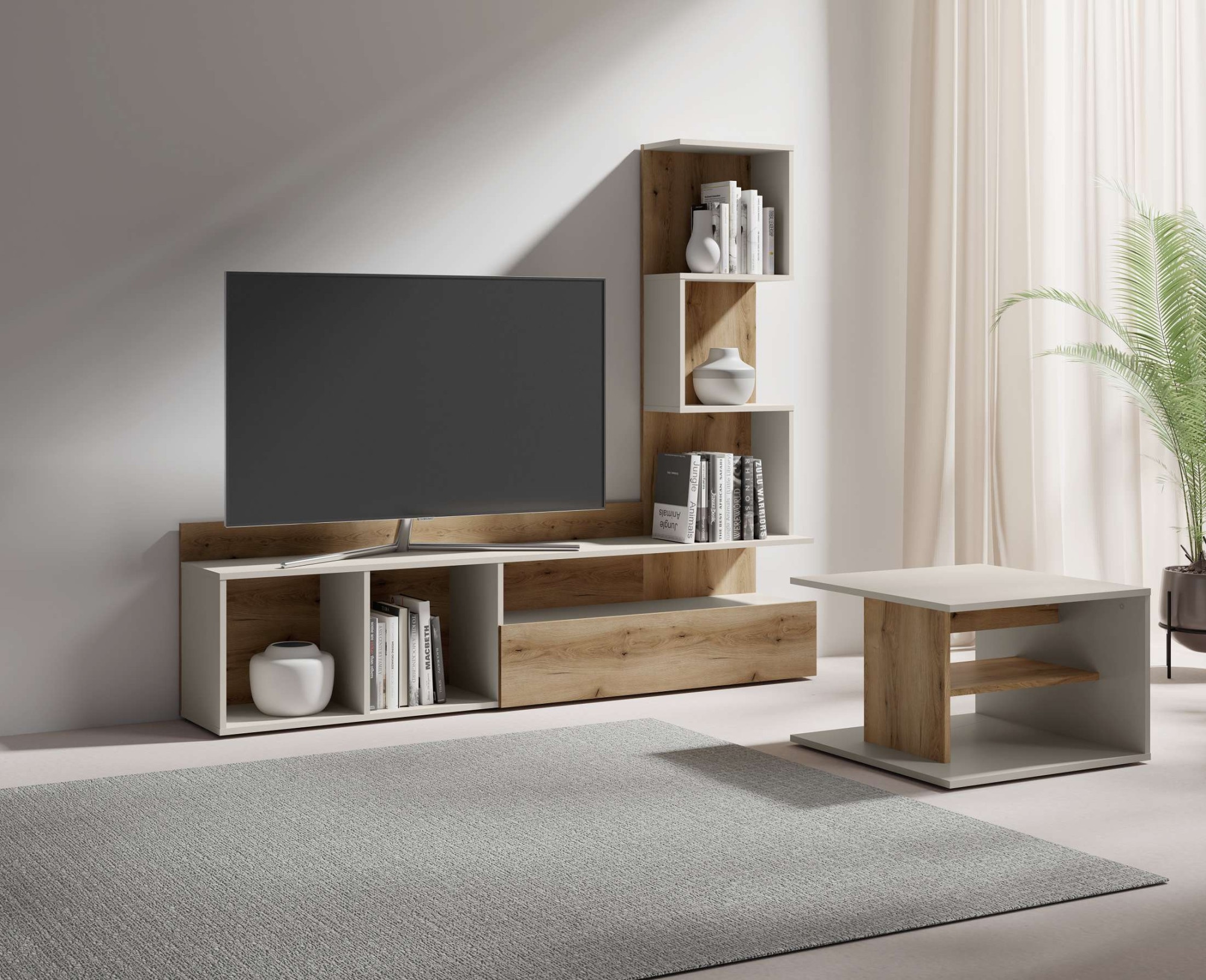 Home affaire Wohnwand »LUMIA TV-Lowboard mit Regal, wahlweise mit Beleuchtung, viel Stauraum«