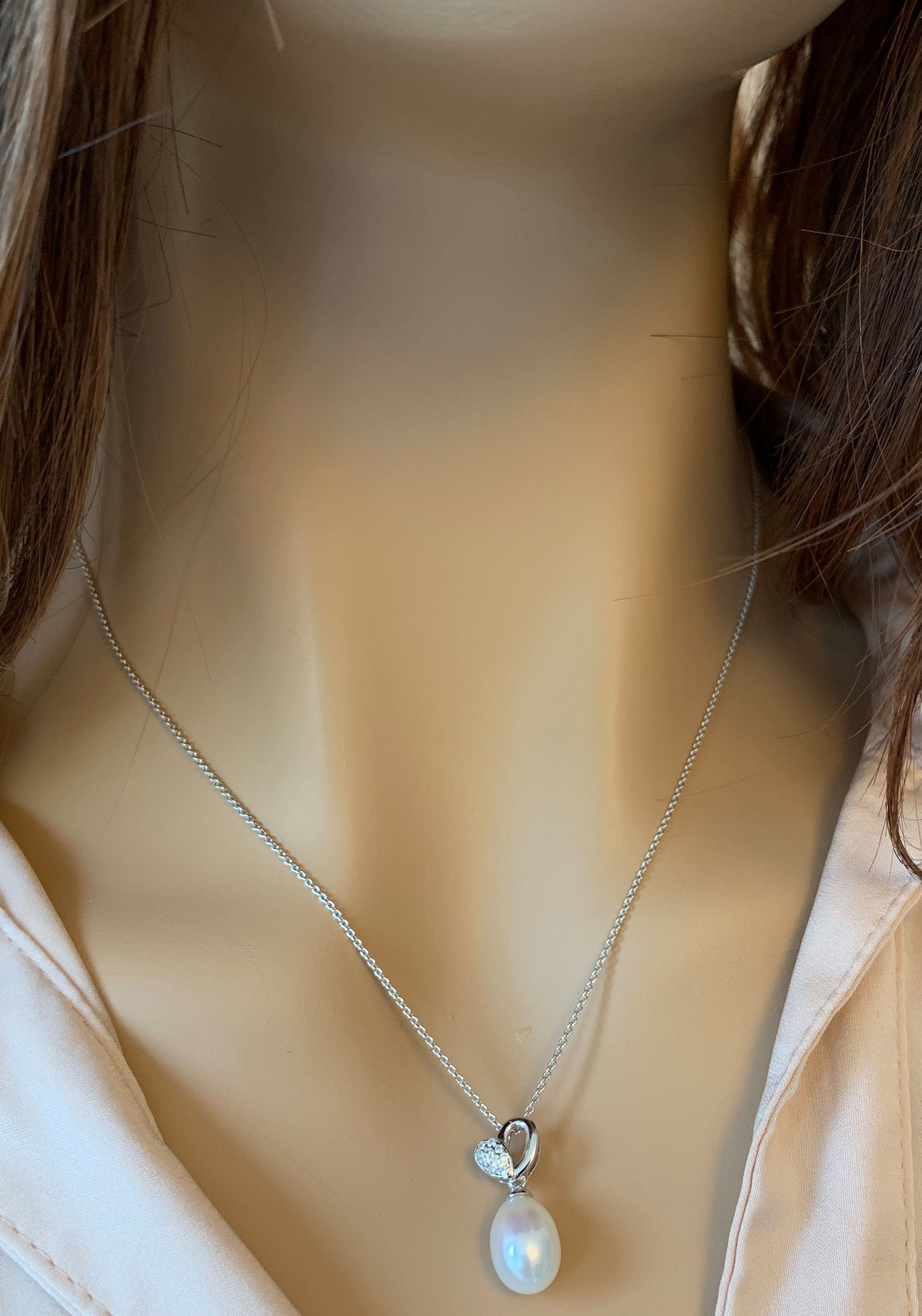 Adriana Kette mit Anhänger »Herz, R177«, mit Zirkonia und Süßwasserzuchtperle, Made in Germany