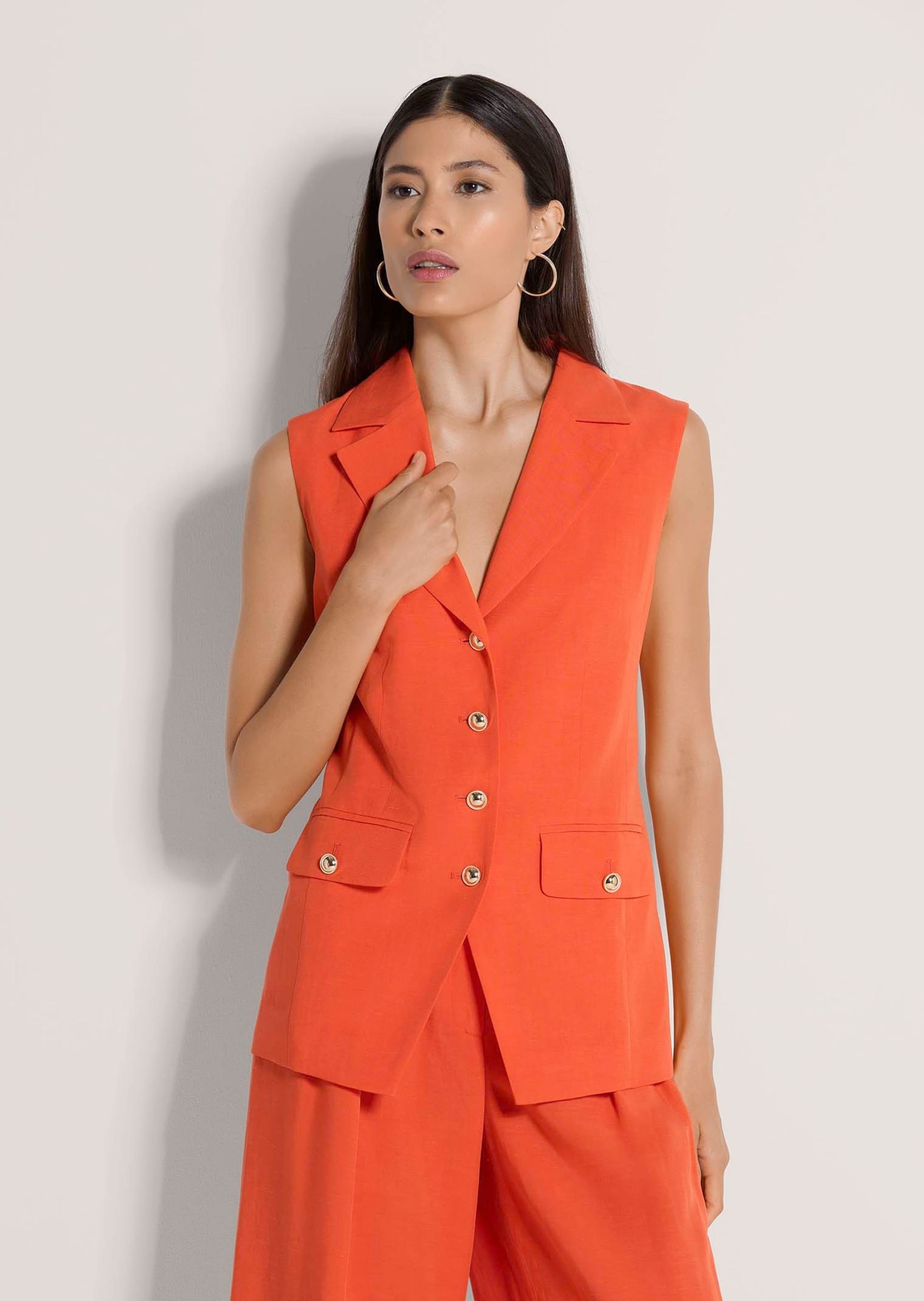 MADELEINE Kurzweste »Weste Elegante Anzug-Weste Damen, Reverskragen« Goldfarbene Knöpfe