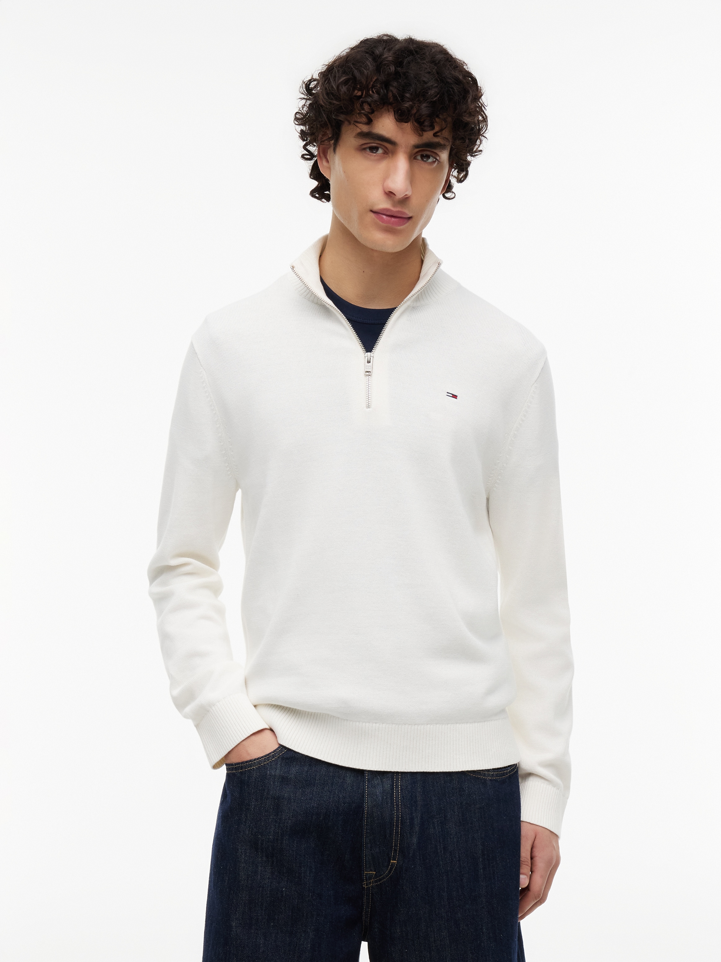 Tommy Jeans Strickpullover "TJM SLM ESS LIGHT ¼ ZIP SWTR EXT" Mit Rundhalsa günstig online kaufen