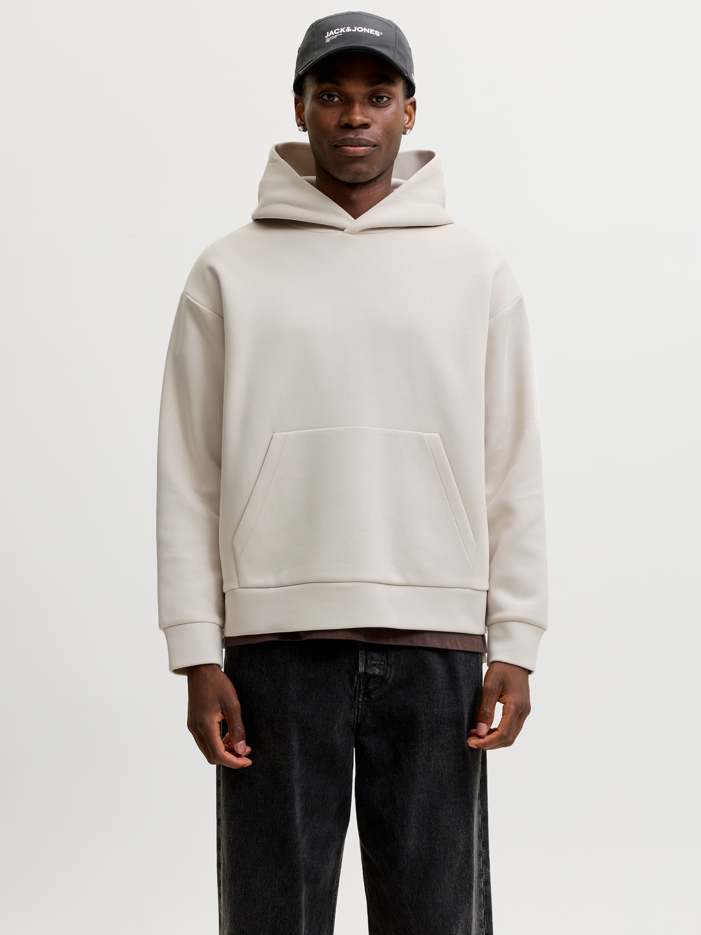 Jack & Jones Kapuzensweatshirt "JJEBARRON SWEAT HOOD NOOS", Materialmix, relaxed fit