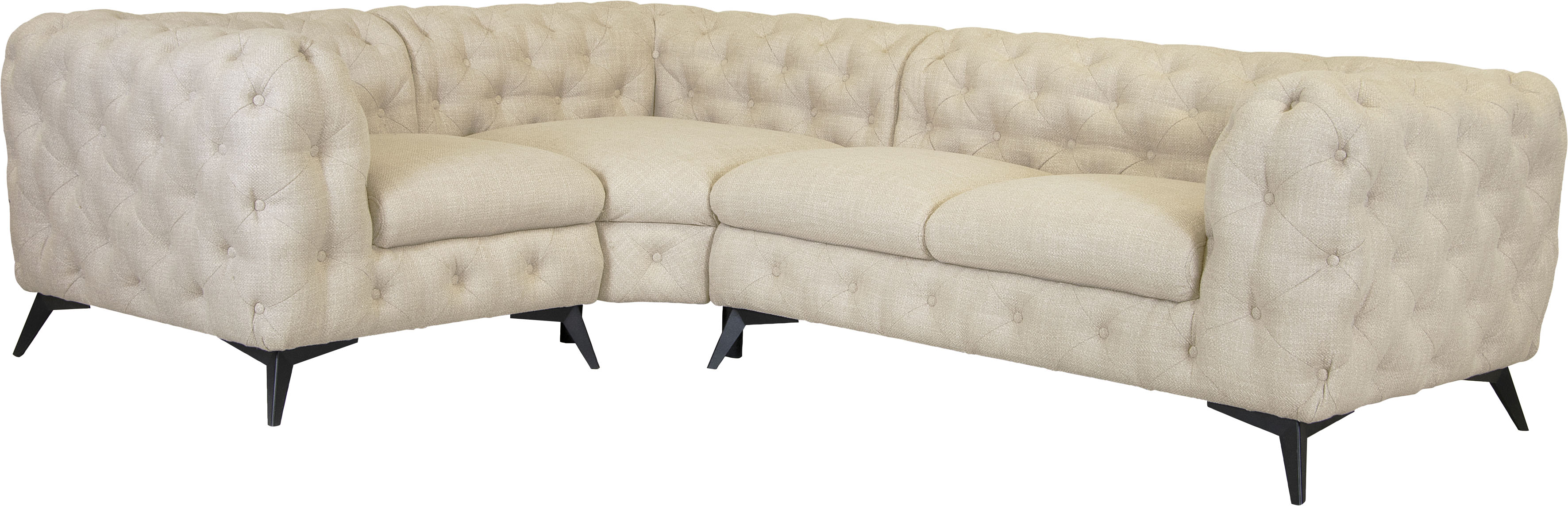 Thumbnail - Leonique Chesterfield-Sofa "Ecksofa GLYNIS L-Form mit Wellenunterfederung, Maße B/T/H 264/204/75cm", aufwändige Knopfhef...