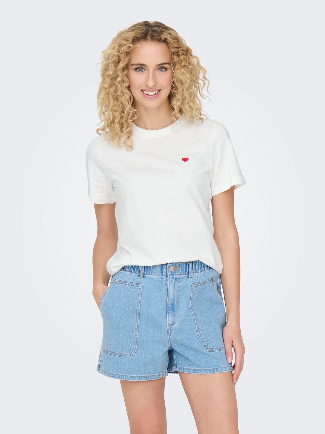 JDY Kurzarmshirt "JDYPISA S/S PRINT TOP JRS NOOS", mit Herz Stickerei günstig online kaufen