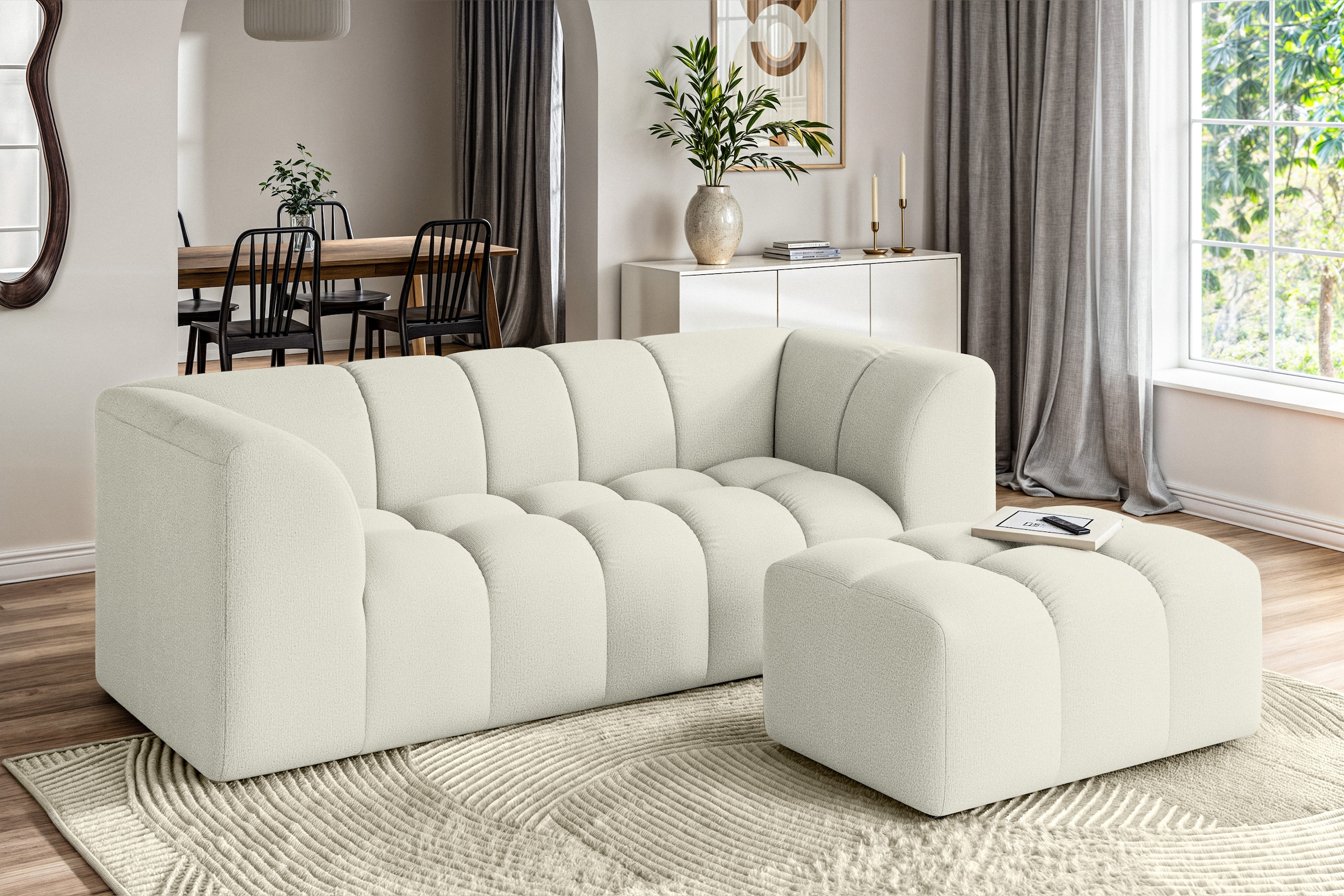 OTTO home 3-Sitzer "TUURE Verlässliche Qualität, moderne Steppung, Breite 227cm" Bubble Optik, hoher Sitzkomfort, Wellenunterfederung