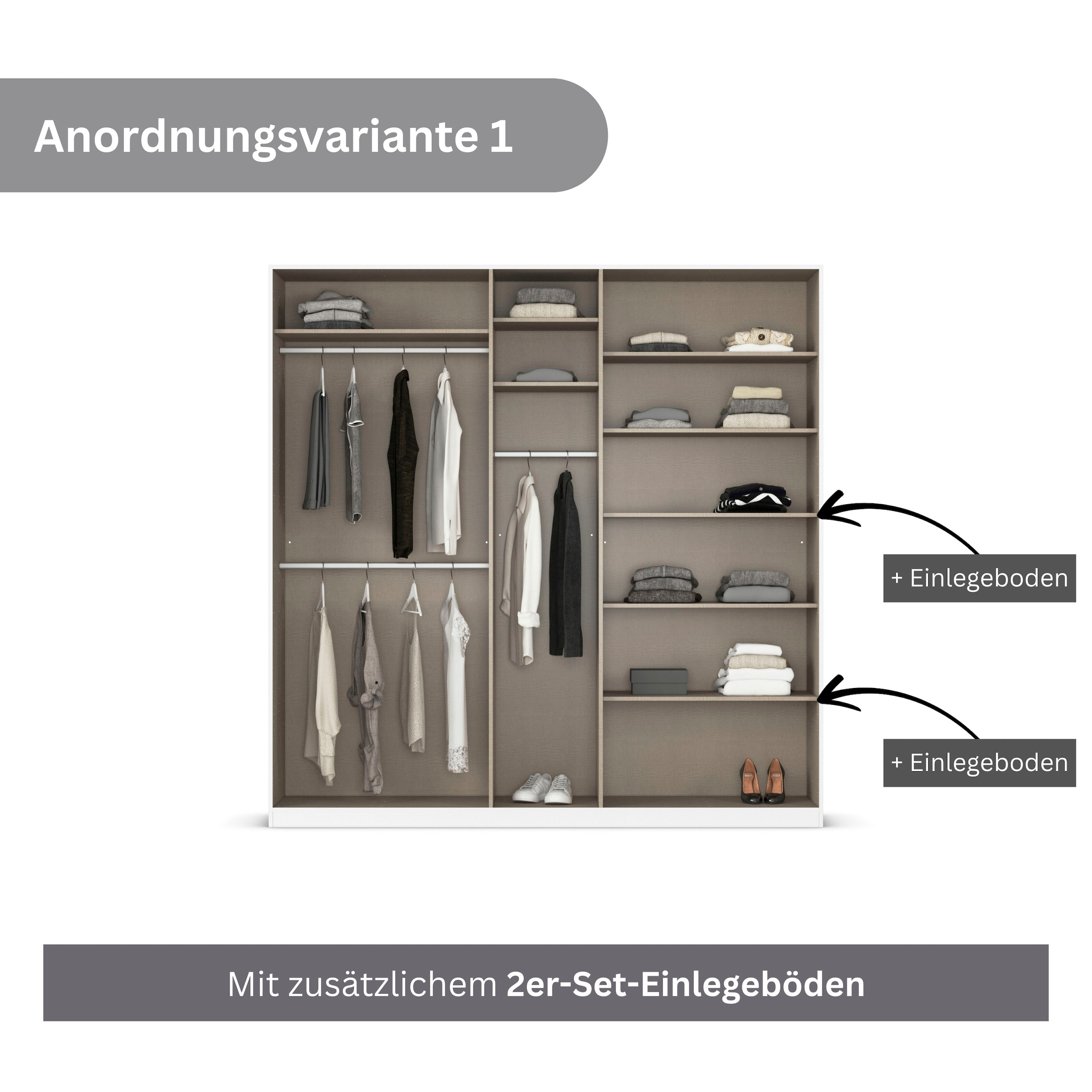 rauch Drehtürenschrank »Kleiderschrank Schrank Garderobe AGORDO mit Dekor- oder Hochglanzfront«, (in zwei Griff-Farben), durchdachte Innenausstattung, in 6 Breiten und 2 Höhen MADE IN GERMANY