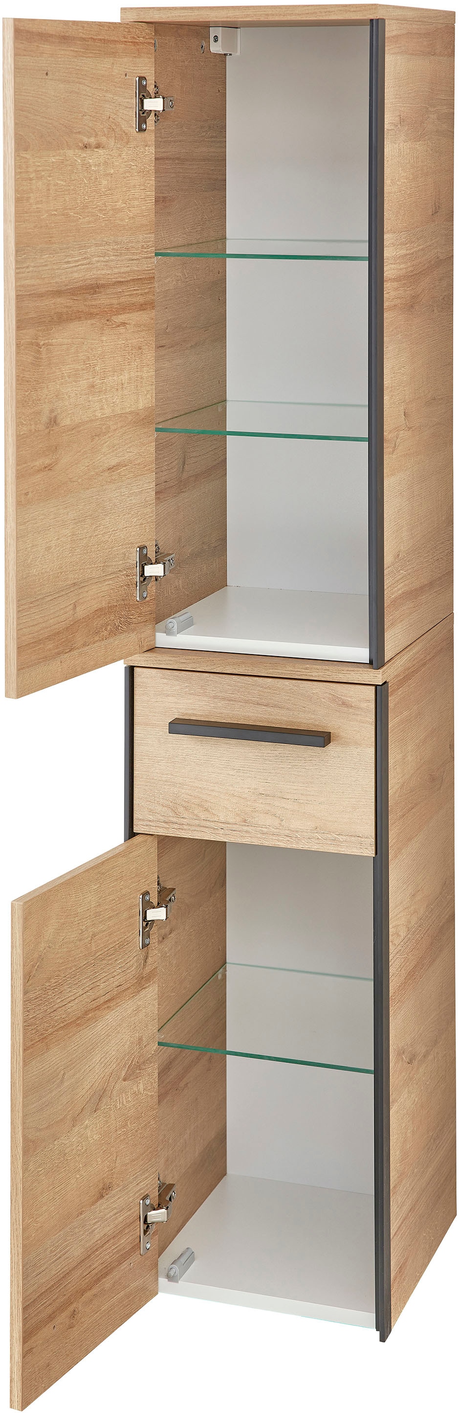 Saphir Badmöbel-Set »Quickset 395 5-teilig, Waschbeckenunterschrank mit LED-Spiegelschrank«, (6 St.), Unterschrank, Hängeschrank, Midischrank, inkl. Türdämpfer, 7 Türen
