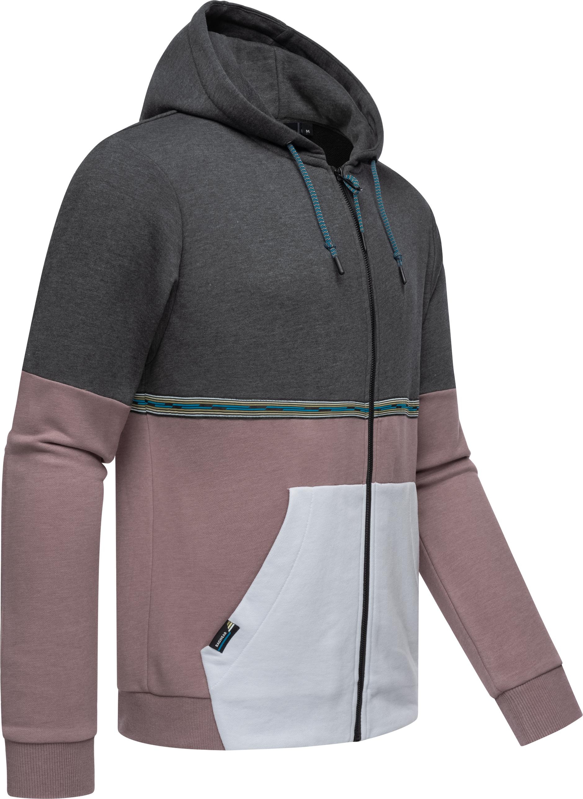 Ragwear Kapuzensweatjacke »Blocky«, Herren Basic Sweatjacke mit Kapuze