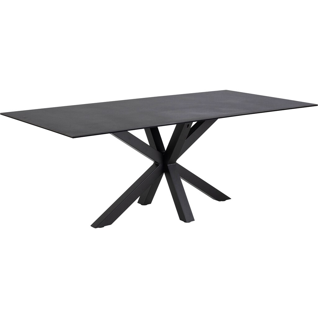 andas Esstisch »Hanna«, mit einer schwarzen Keramik-Optik Tischplatte, einem Kreuzförmigen Metallgestell, Breite 200 cm