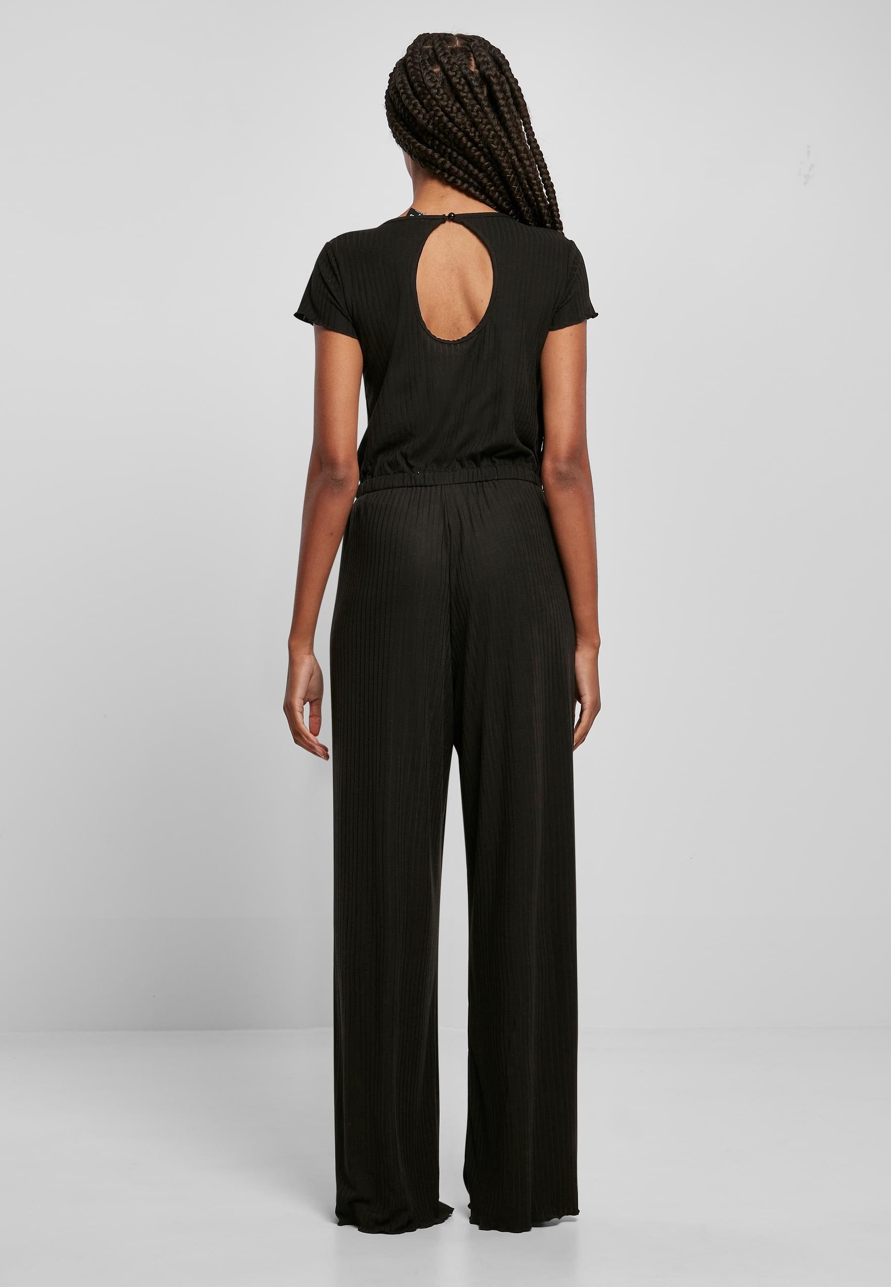 URBAN CLASSICS Jumpsuit »Urban Classics Damen Ladies Rib Wid Leg Jumpsuit«, (1 tlg.)