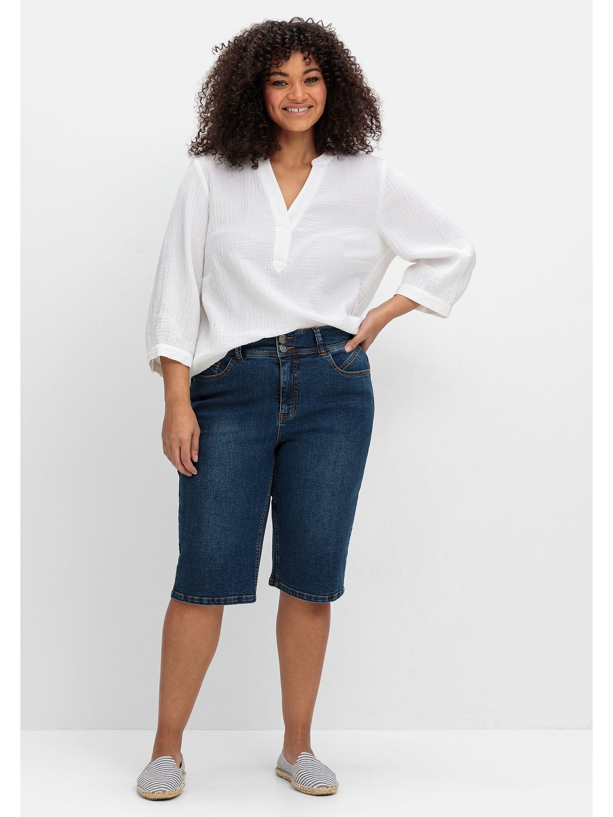 Sheego Jeansbermudas "Große Größen", im Curvy-Schnitt MANUELA günstig online kaufen