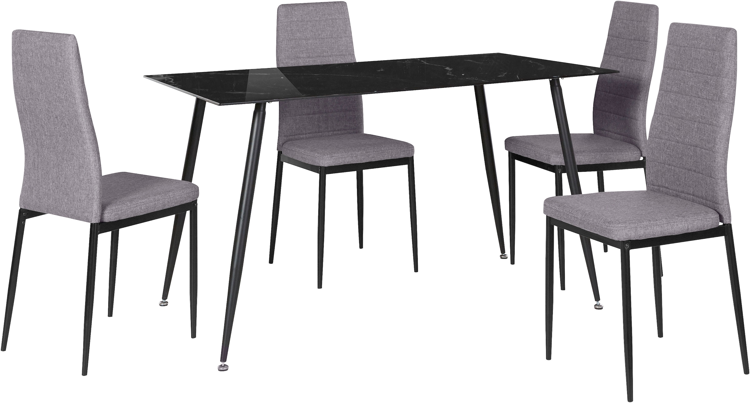 Esszimmerstühle, + Essgruppe Homexperts Zeus«, BAUR »Romeo 4 und Breite cm | Bezug tlg.), Webstoff Glastisch, 140 (Set, 5 in bestellen