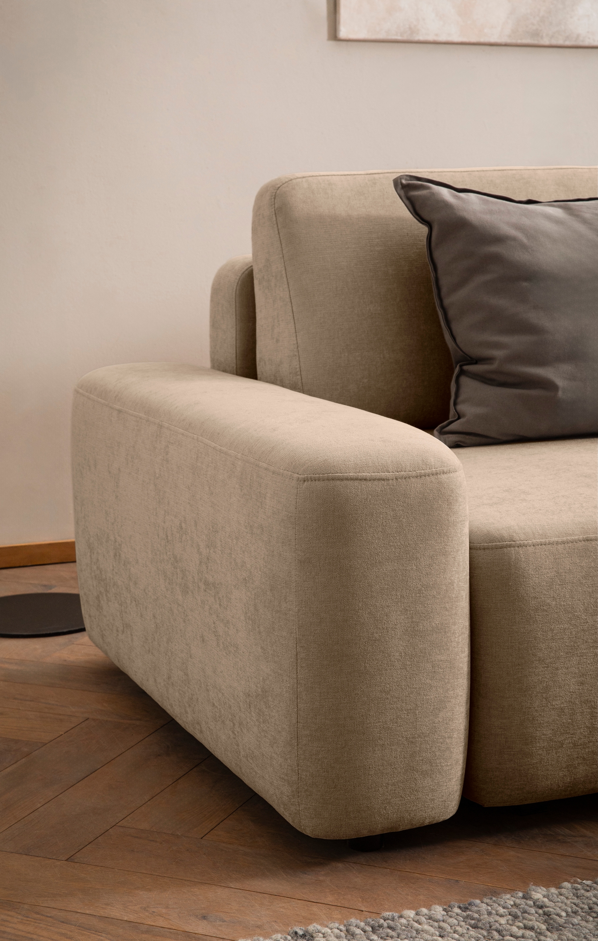 INOSIGN Ecksofa »TORGE (264cm), Schlafsofa in Cord, Samtvelours o Struktur fein, L-Form«, Schlaffunktion, Bettkasten, Liegefläche: 125/210 cm