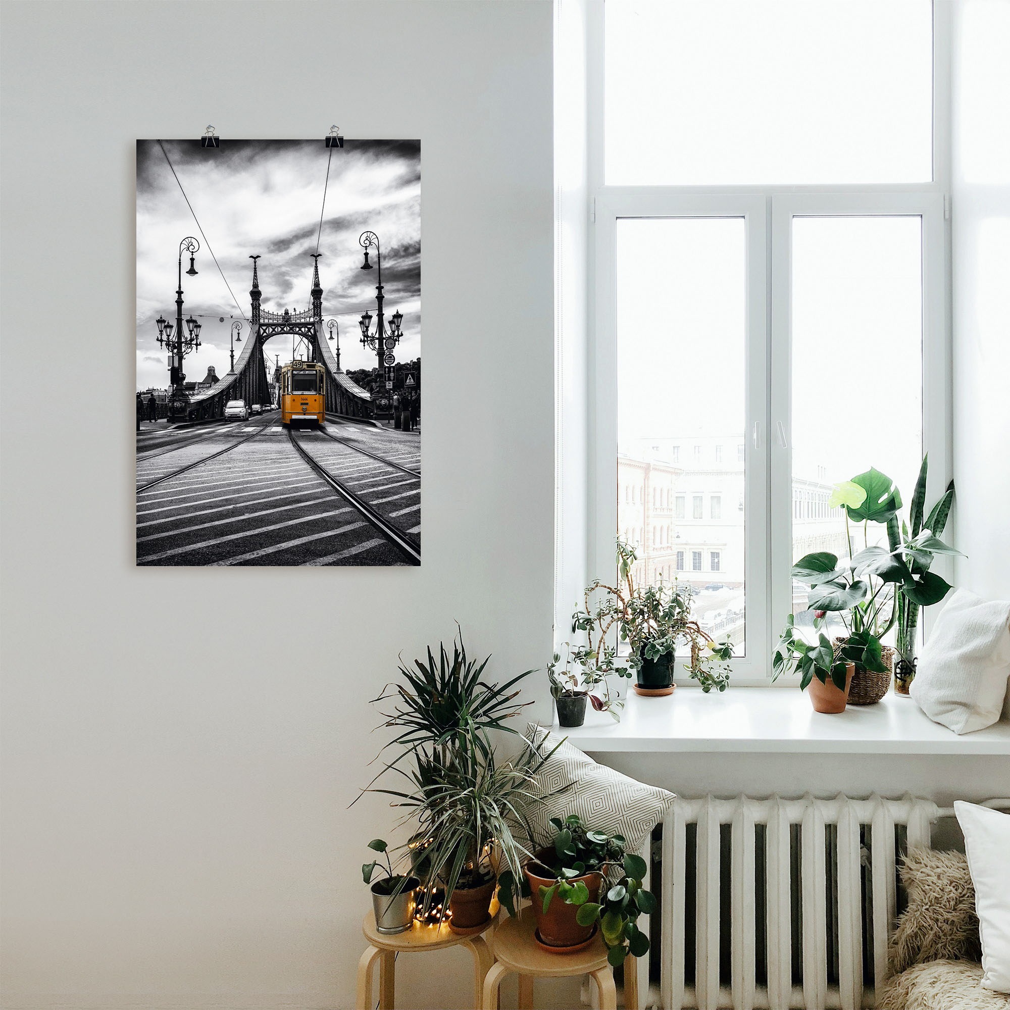 Artland Alu-Dibond-Druck »Budapest Freiheitsbrücke Straßenbahn«, Zugbilder, (1 St.), für Innen- und Außenbereich geeignet, Outdoorbild