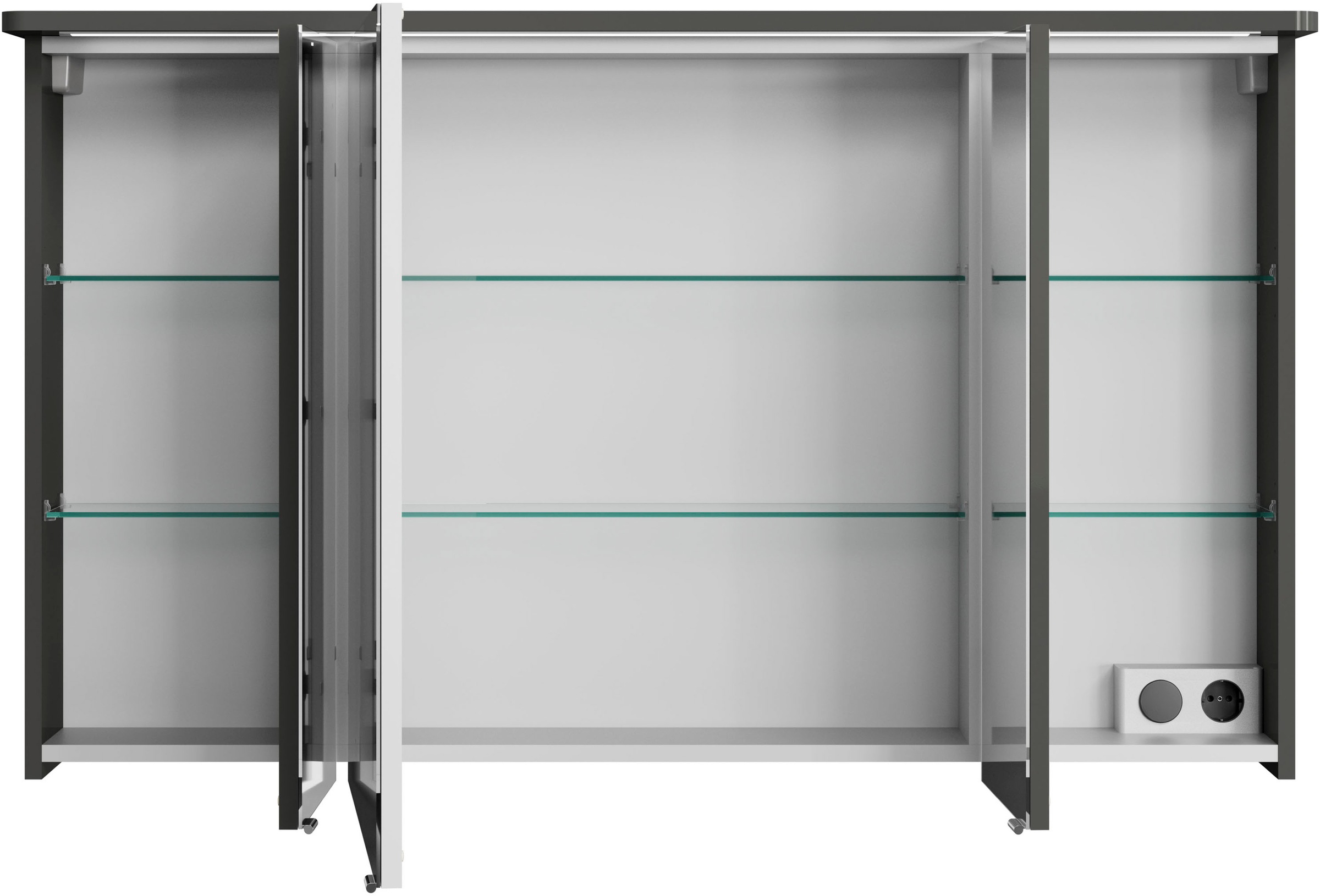 Saphir Spiegelschrank »Serie 4005 Badezimmer-Spiegelschrank inkl. LED-Kranzbeleuchtung«, Badschrank 120 cm breit, 3 Türen, 6 Glas-Einlegeböden, inkl Türdämpfer