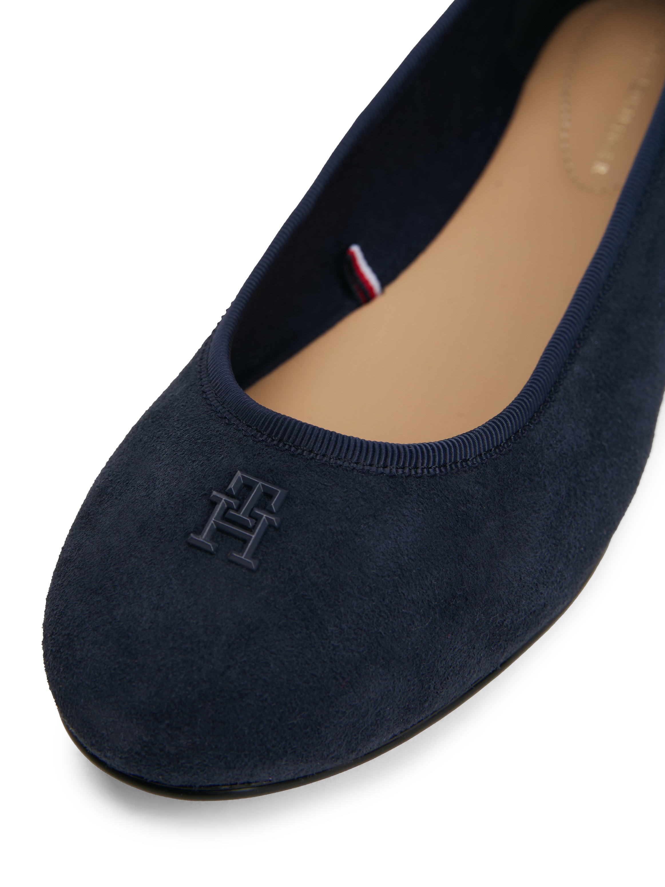Tommy Hilfiger Ballerina »TH HARDWARE SUEDE BALLERINA«, Flats, Businessschuh, Bequemschuh, Schlupfschuh mit TH-Logo