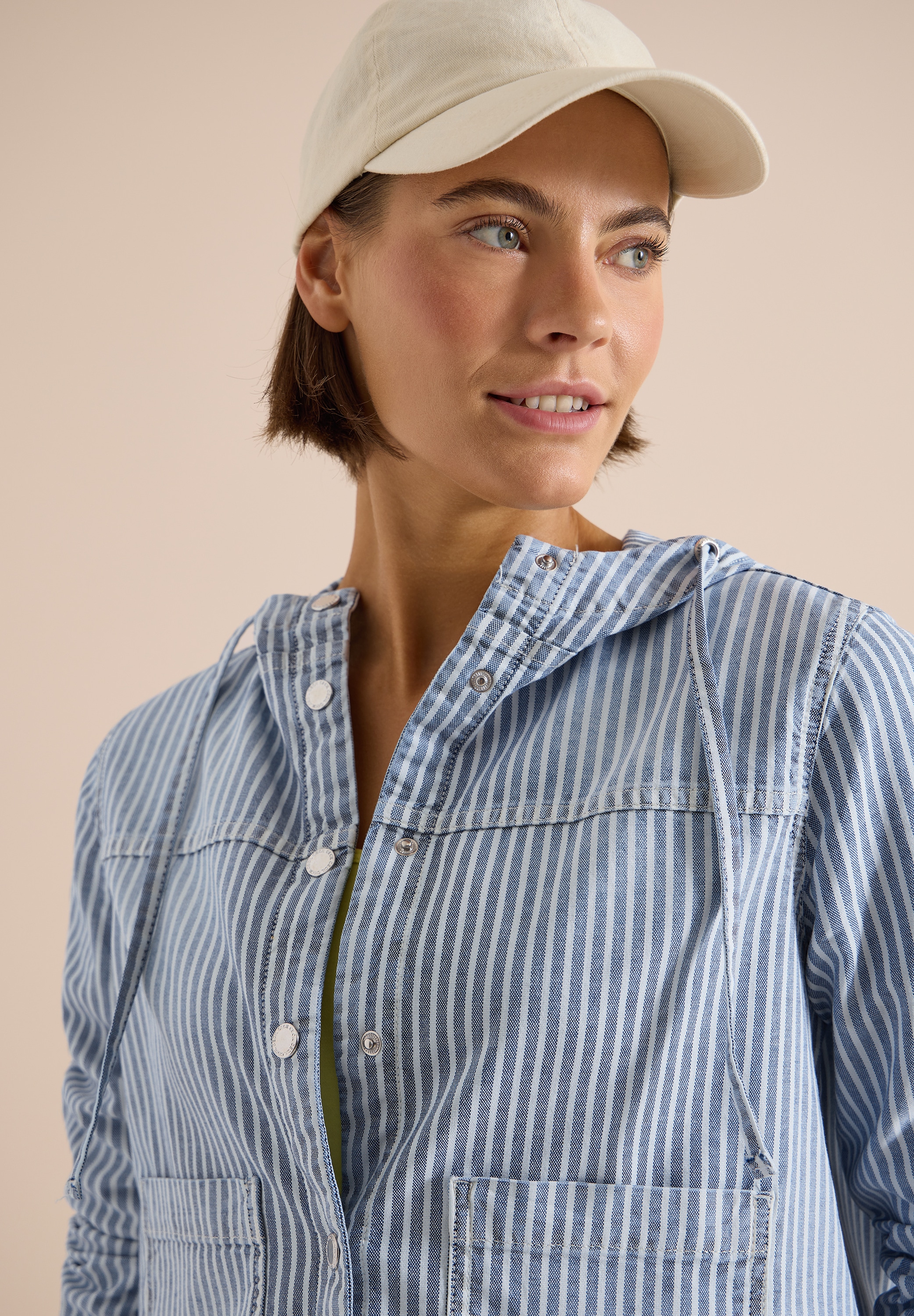 Cecil Hemdjacke mit Kapuze Overshirt mit Kapuze und Streifen
