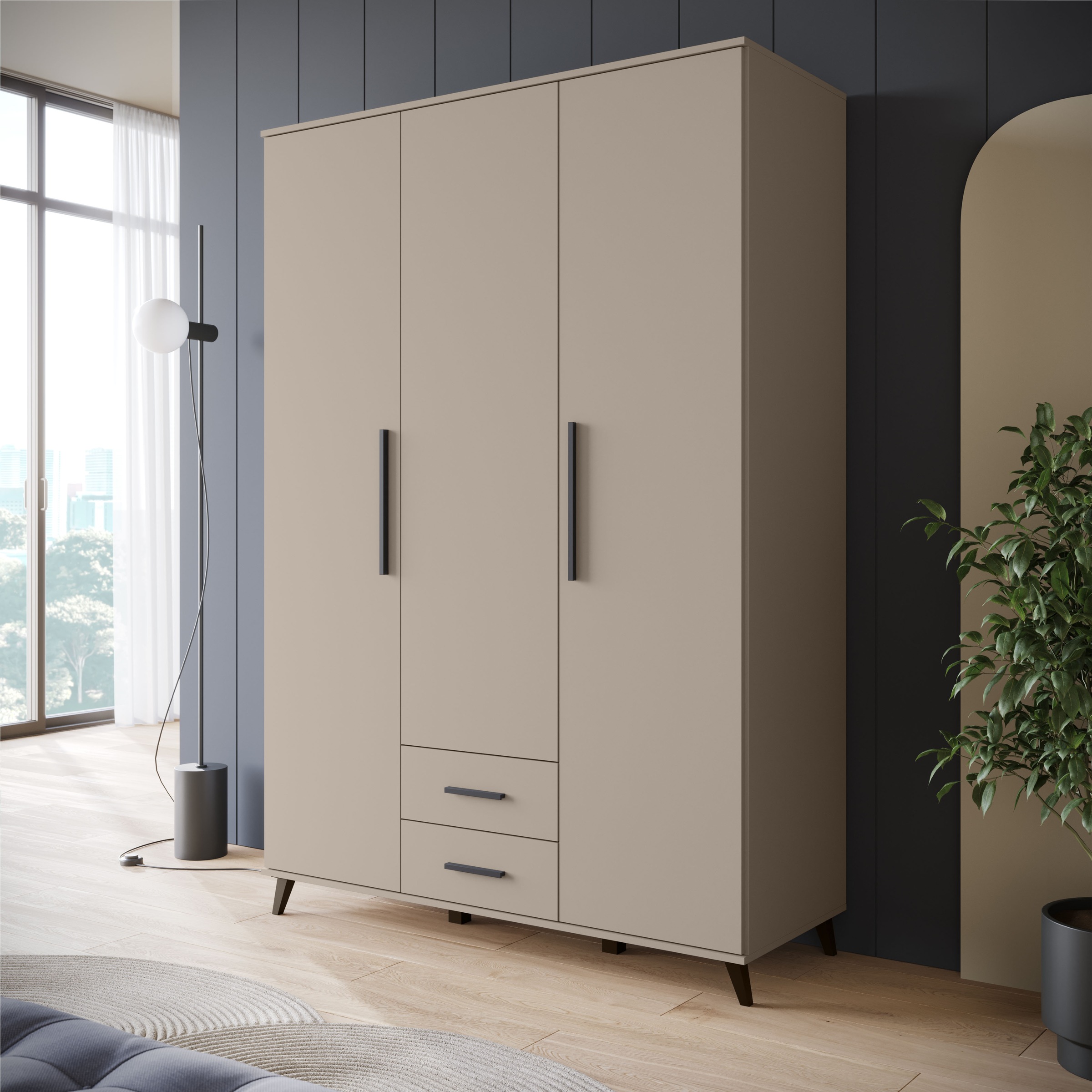 INOSIGN Kleiderschrank »Lagos, Garderobe«, (Packung, 1 St.), Moderner Drehtürenschrank, FSC-zertifiziert, Schlafzimmerschrank