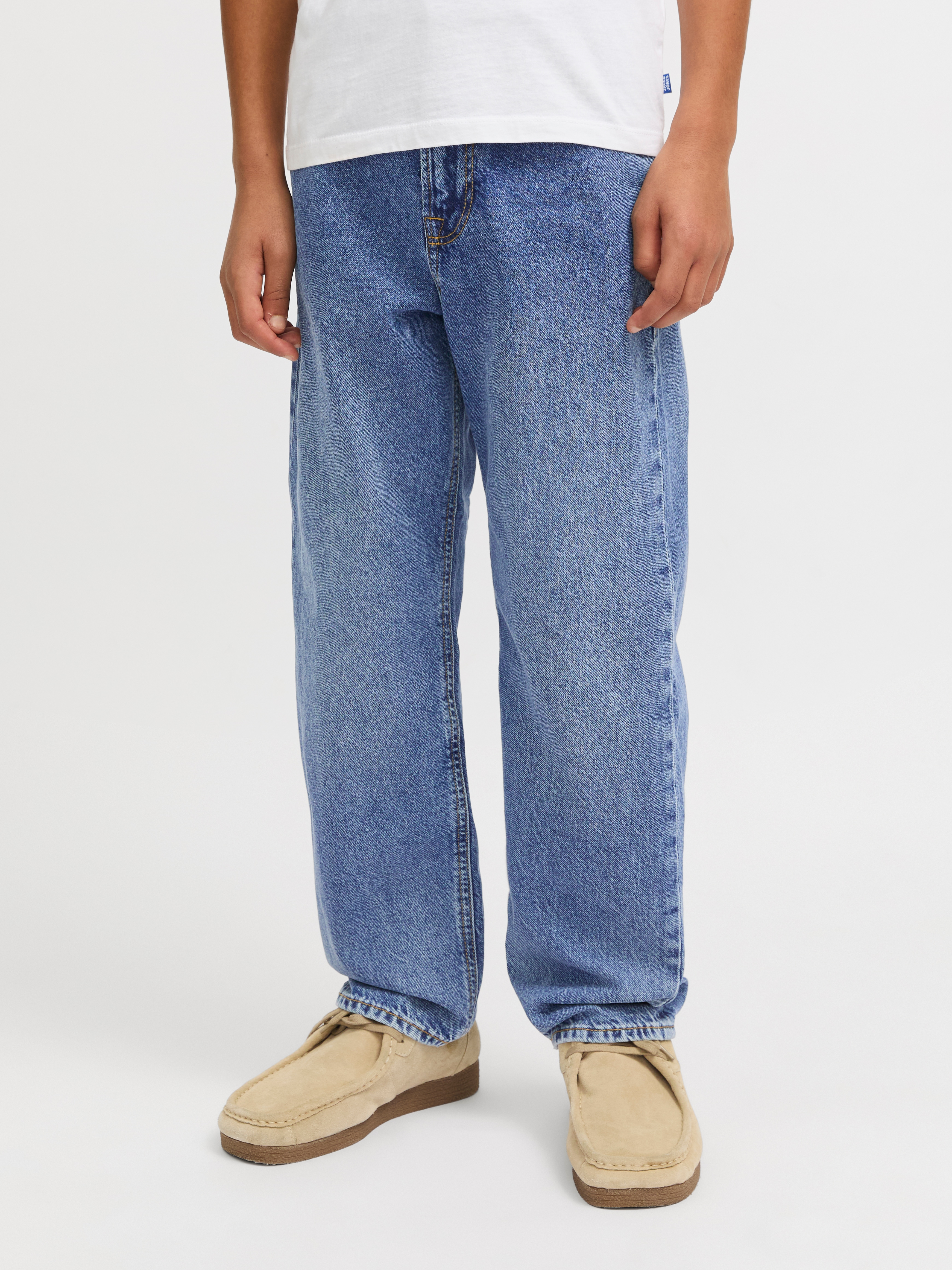 Jack & Jones Junior Relax-fit-Jeans "JJICHRIS mit Abriebeffekten und hohem Tragekomfort" Abriebeffekte, modisch, relaxed fit, Denim
