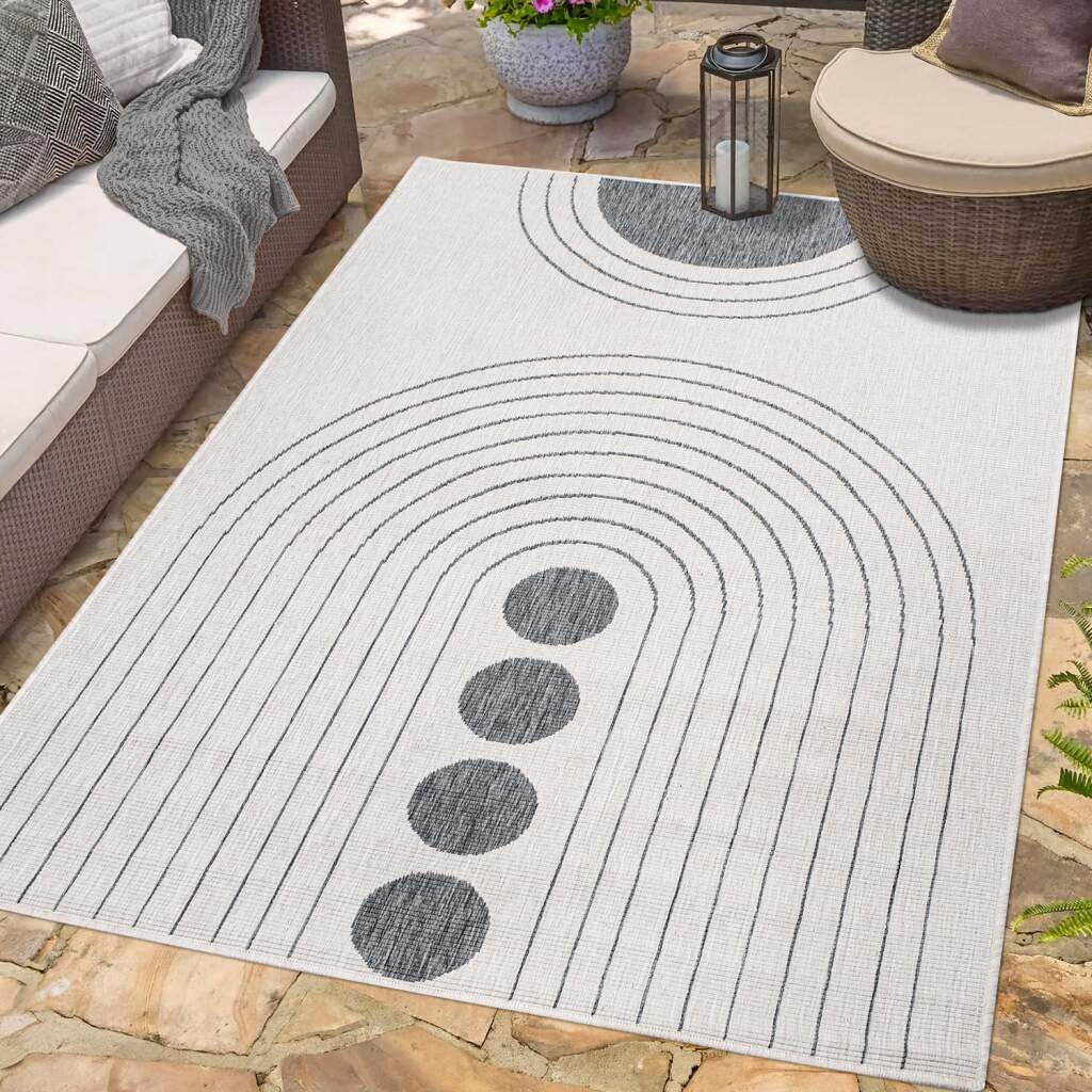 Carpet City Outdoorteppich "DUO RUG 5739", rechteckig, 5 mm Höhe, Wendeteppich Wetterfest In- & Outdoor, Balkon, Terrass