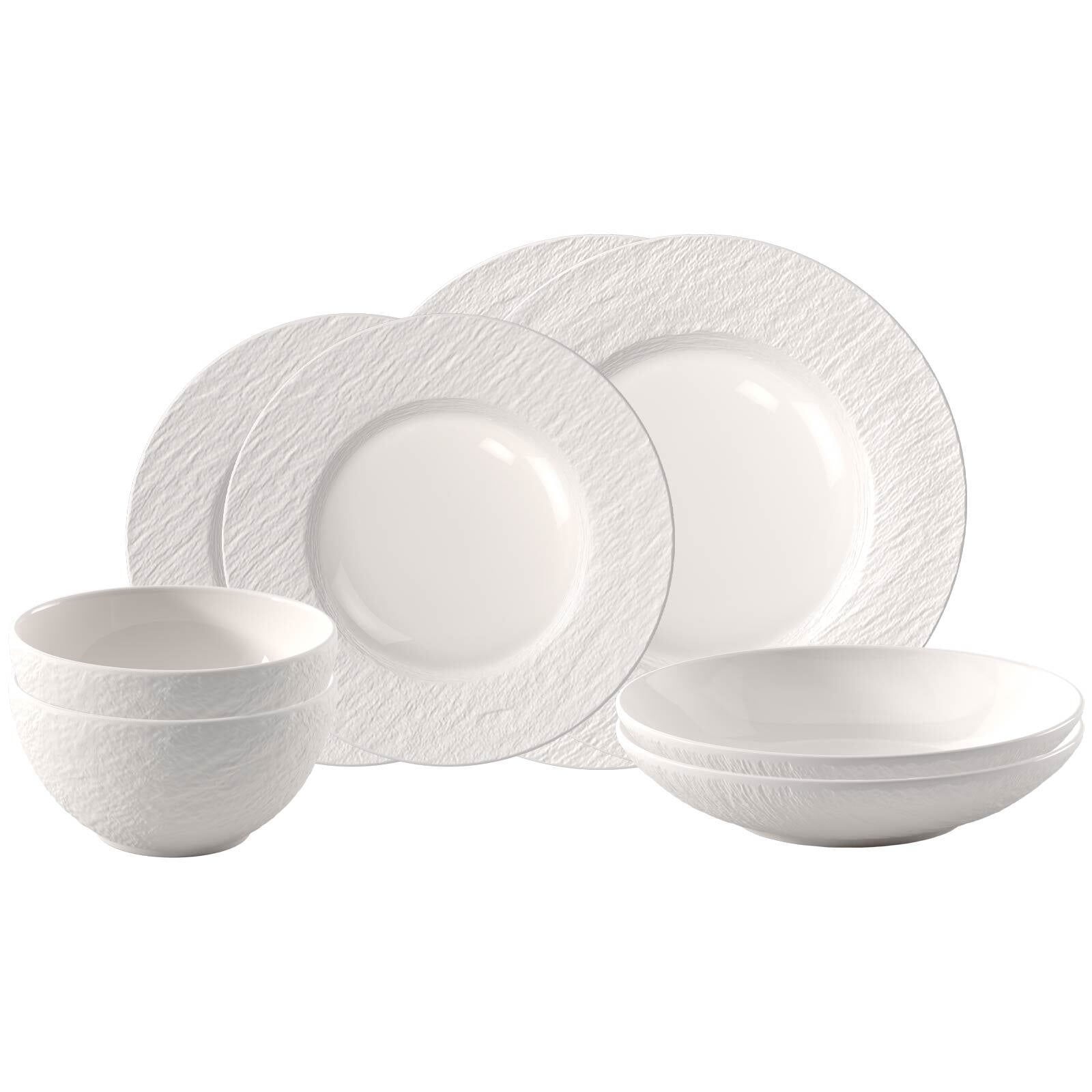 Villeroy & Boch Geschirr-Set "Einsteiger-Set Manufacture Ice 8er Set weiß" Spülmaschinengeeignet, Mikrowellenfest
