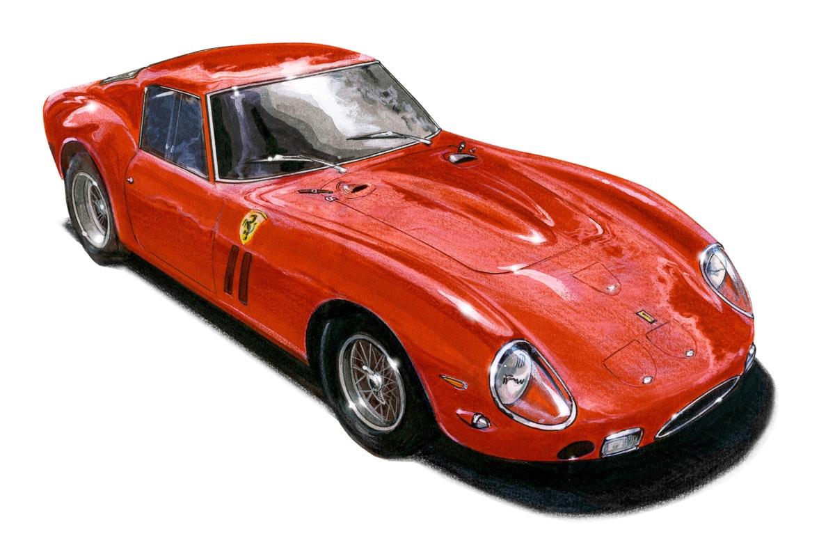 Papermoon Fototapete "VINTAGE 250GTO-AUTO ILLUSTRATION RETRO LUXUS XXL DESIGN"