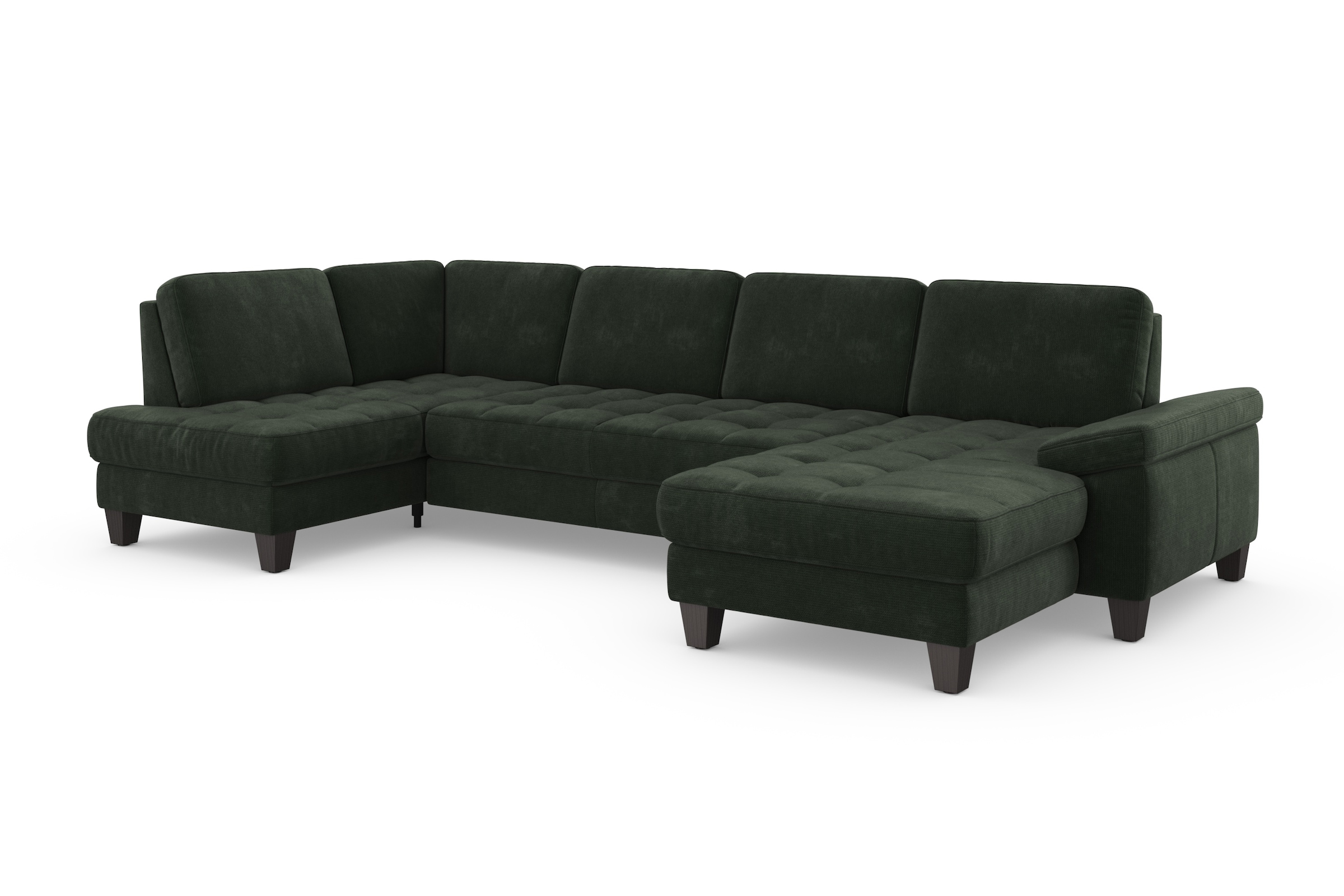 Wohnlandschaft SIT & MORE "Westham U-Form", grün (jungle), B:338cm H:88cm T:172cm, 90% Polyester 10%Polyamid, Sofas, Wohnlandschaft, wahlweise mit Bettfunktion, Bettkasten, Sitztiefenverstellung 6