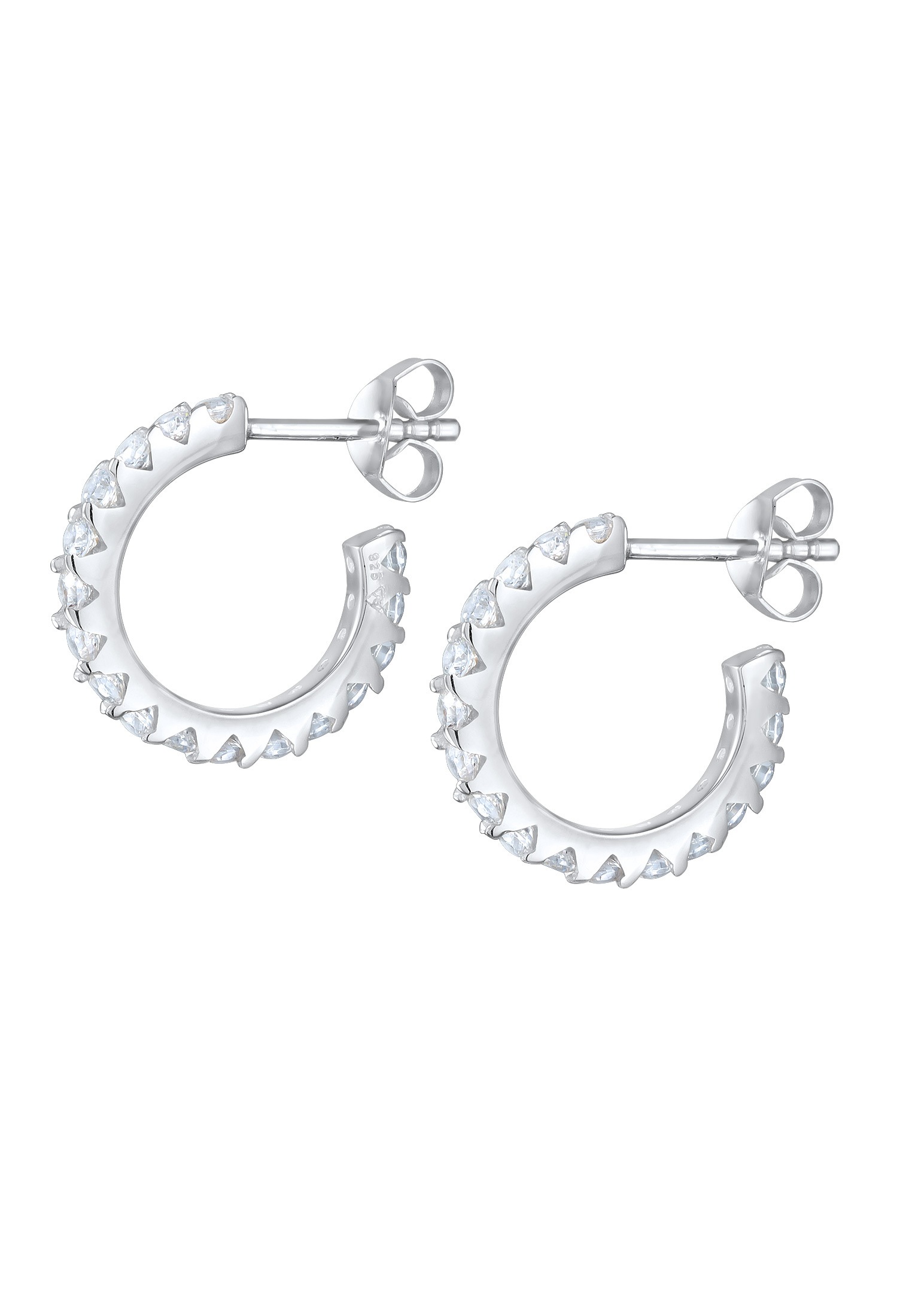 Elli Paar Creolen »Creole mit Stein Zirkonia Weiß 925 Sterling Silber«