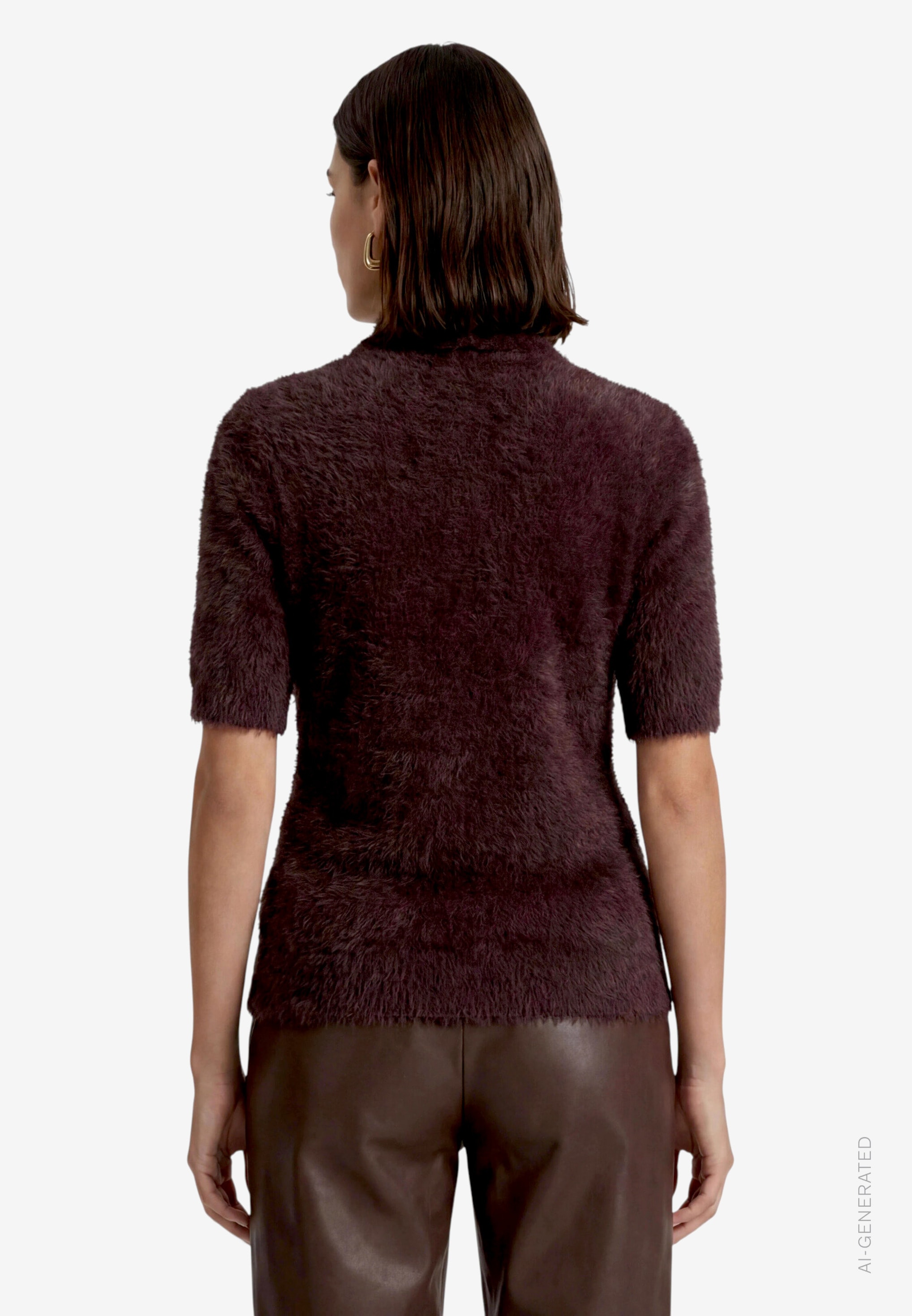 Zero Schalkragenpullover Kurzarmpullover flauschig
