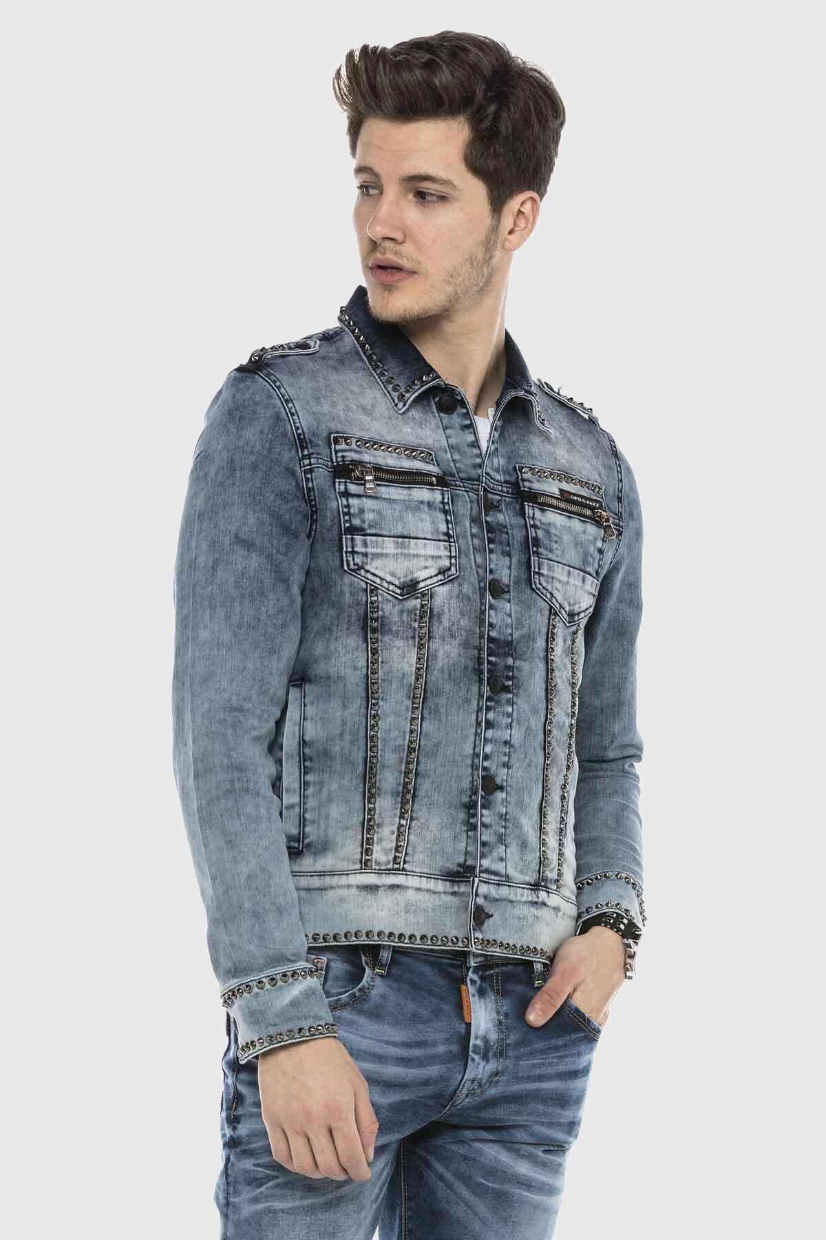 Cipo & Baxx Jeansjacke »JEANS JACKET«, ohne Kapuze, im washed Look