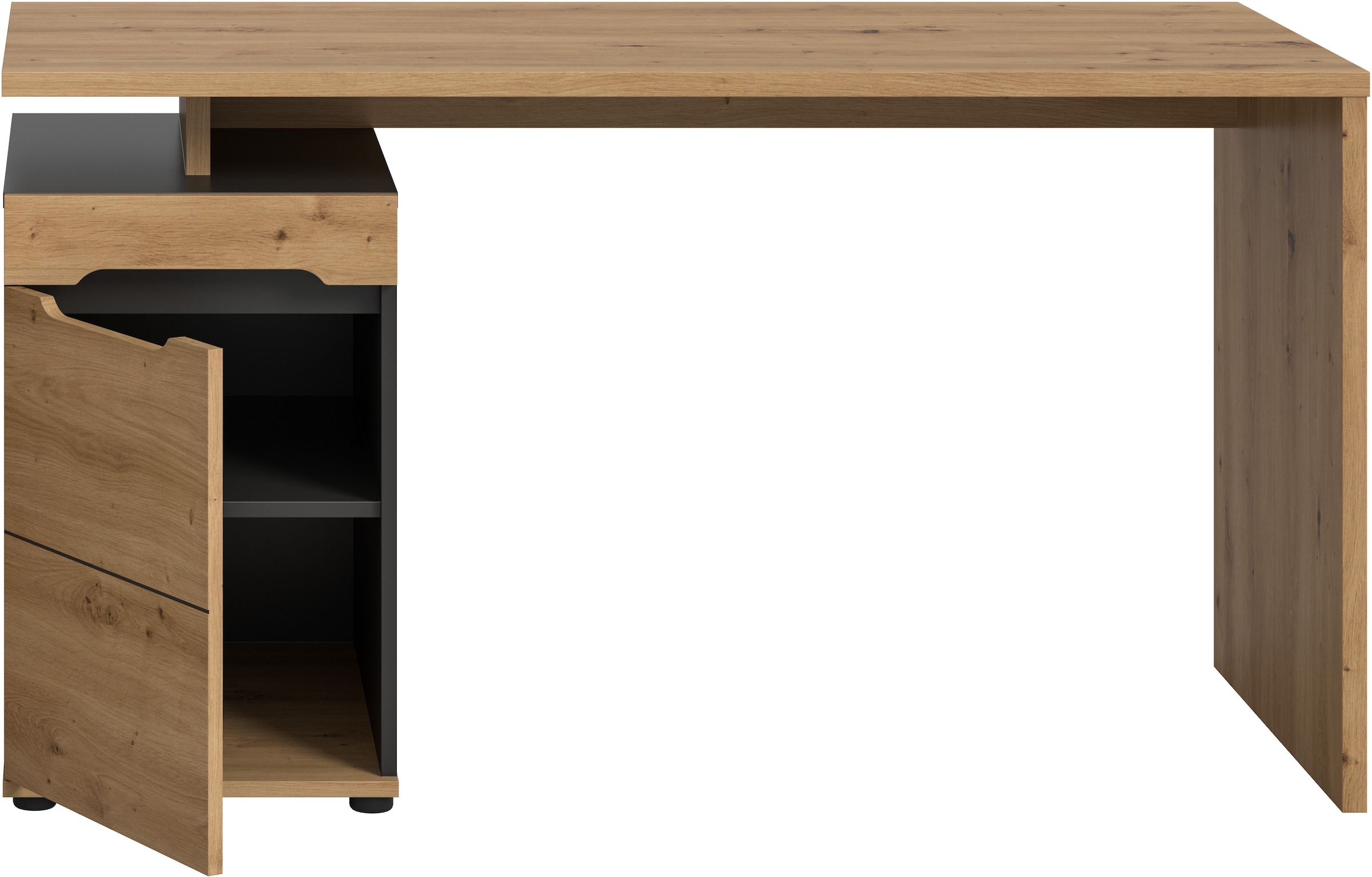 Home affaire Schreibtisch »REHAT, Bürotisch, Computertisch, Laptoptisch« bietet viel Stauraum für sämtliches Büromaterial,  grifflose Fronten, 1 Tür mit verstellbarem Einlegeboden, Breite: 138cm