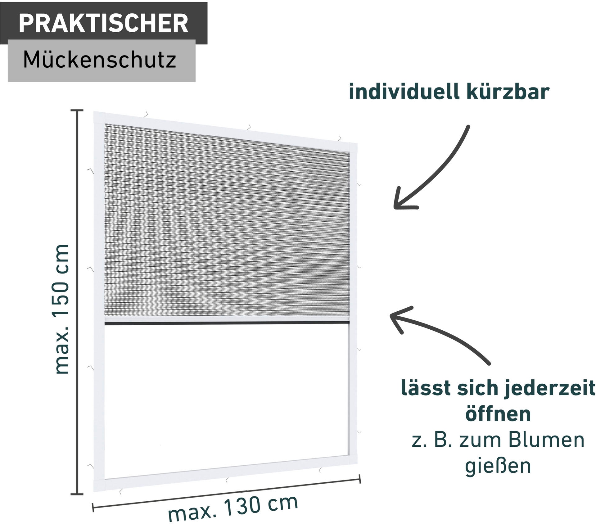 Windhager Insektenschutzplissee »Plisseefenster ULTRA FLAT«, halbtransparent, ohne Bohren, verspannt, Insektenschutz Plissee für Fenster ohne bohren, 130 x 150 cm, weiß