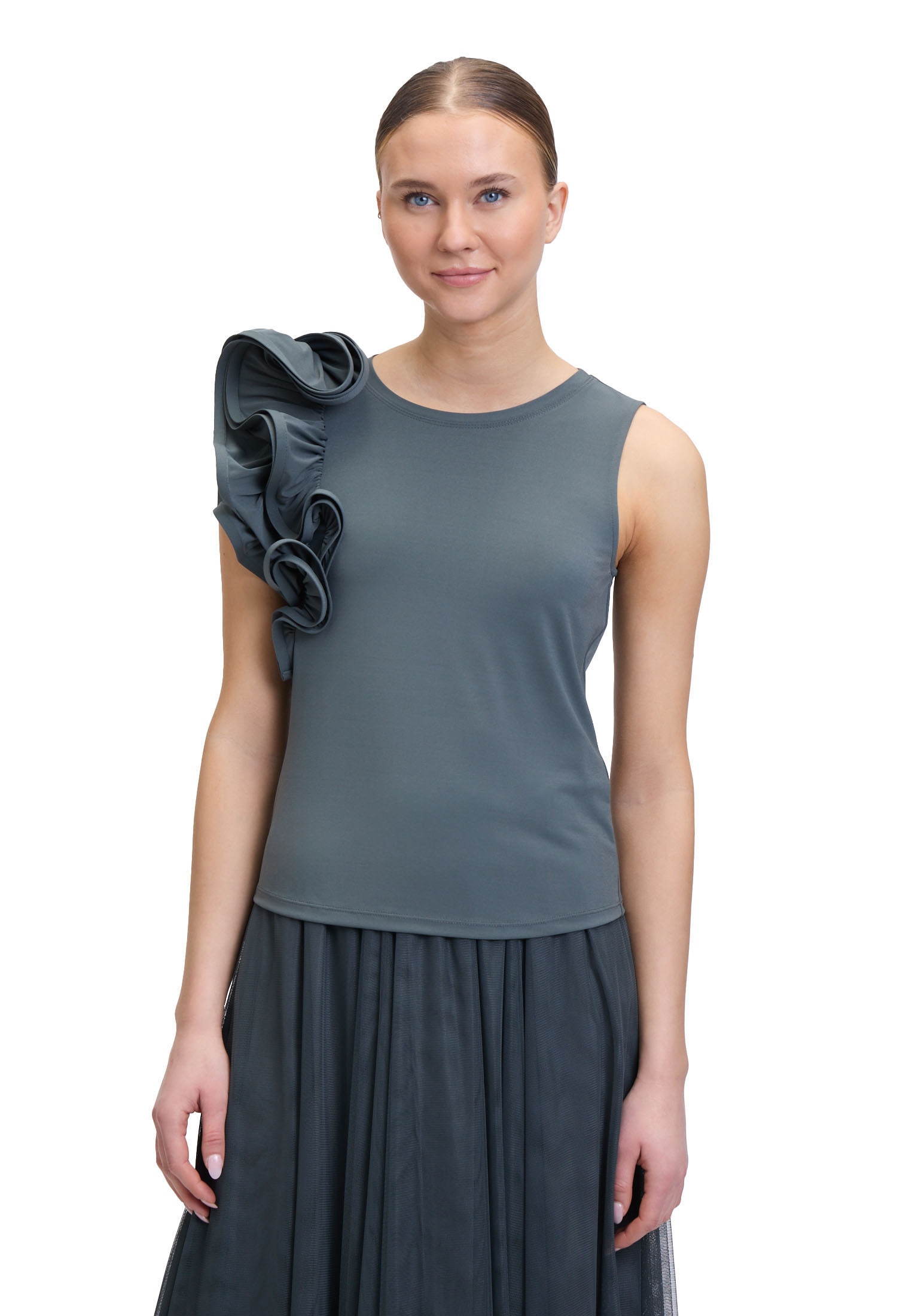 Vera Mont T-Shirt "Vera Mont Damen Rüschenbluse mit Rundhalsausschnitt", (1 günstig online kaufen