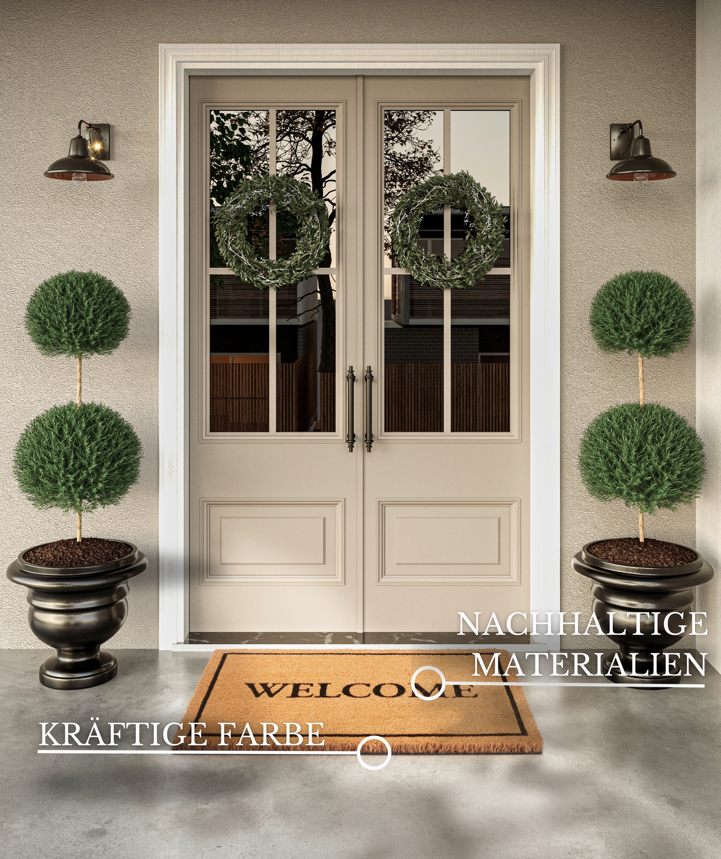 Villeroy & Boch Fußmatte »Caroline Welcome, Türmatte« rechteckig 23 mm Höhe Robust, Innen, Außen, Schmutzabtreter, Wetterfest, Natur, Kokos