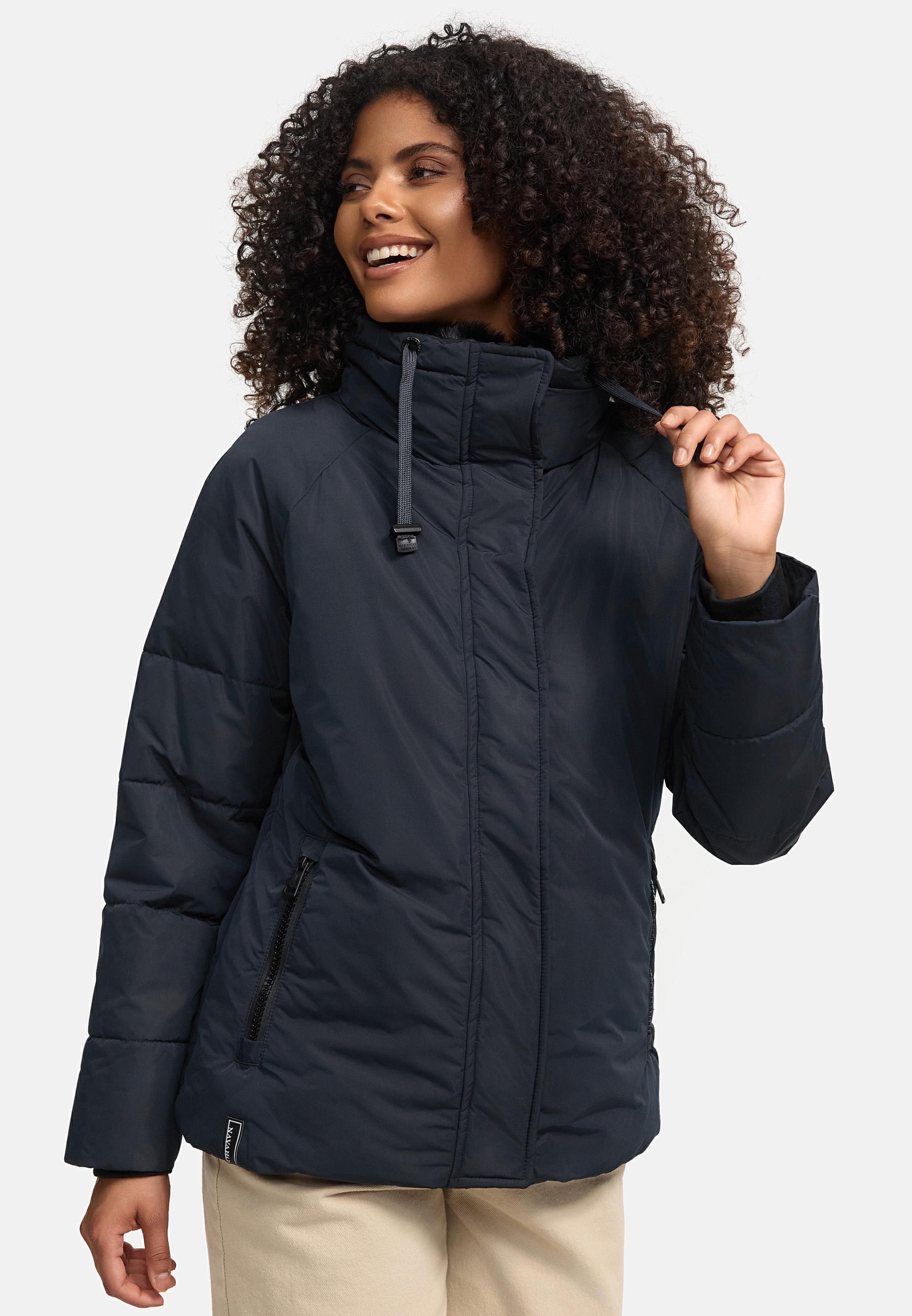 Navahoo Winterjacke »Frostii XIV«, ohne Kapuze, modische Damen Winter Steppjacke mit Kunstfellkragen