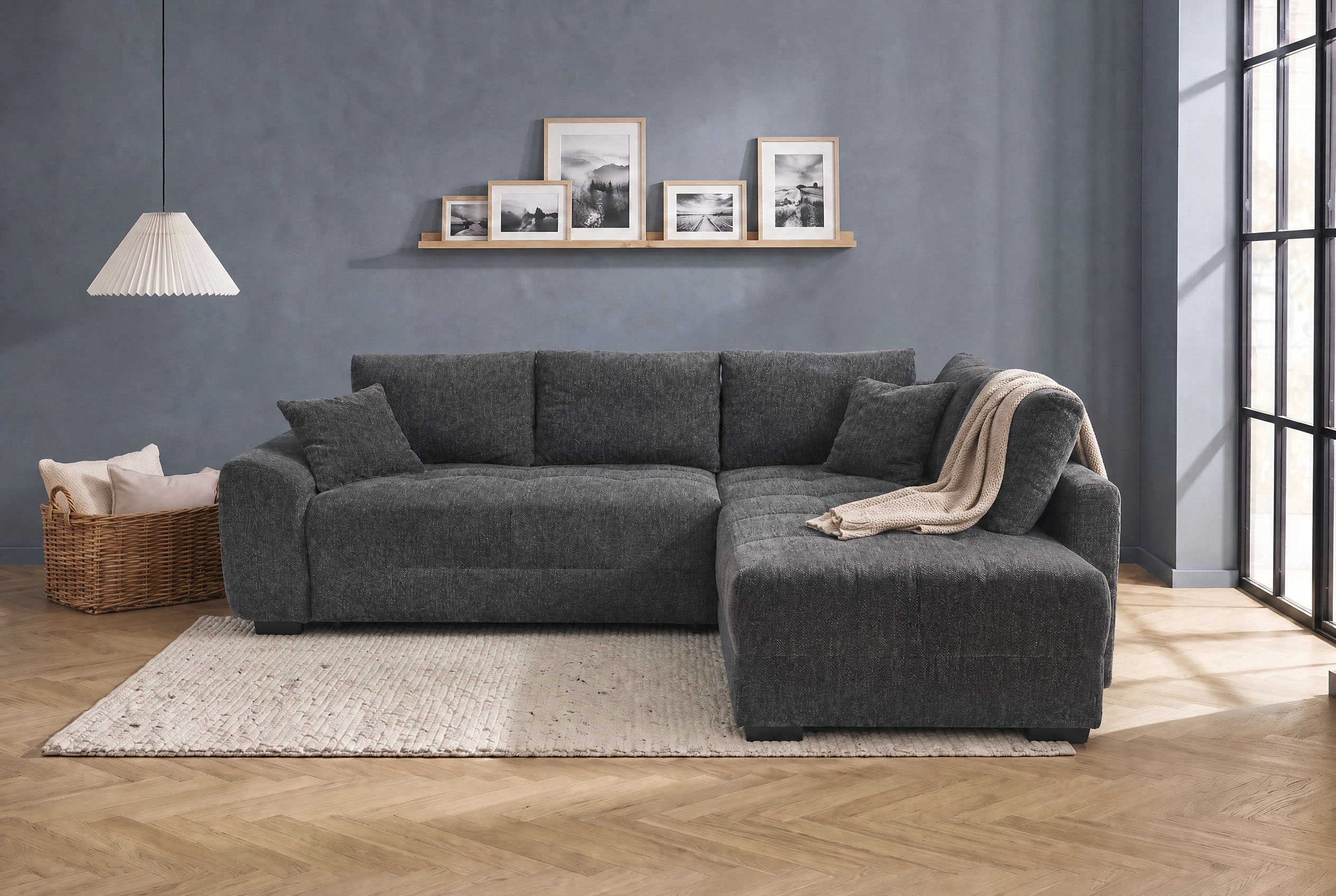 Jockenhöfer Gruppe Ecksofa "Amalfi L-Form, B: 270 cm, Liegefl. 146x224 cm, Dauerschlafsofa" Couch mit Tonnentaschen-Federkern, Topper, Bettkasten & Kissen