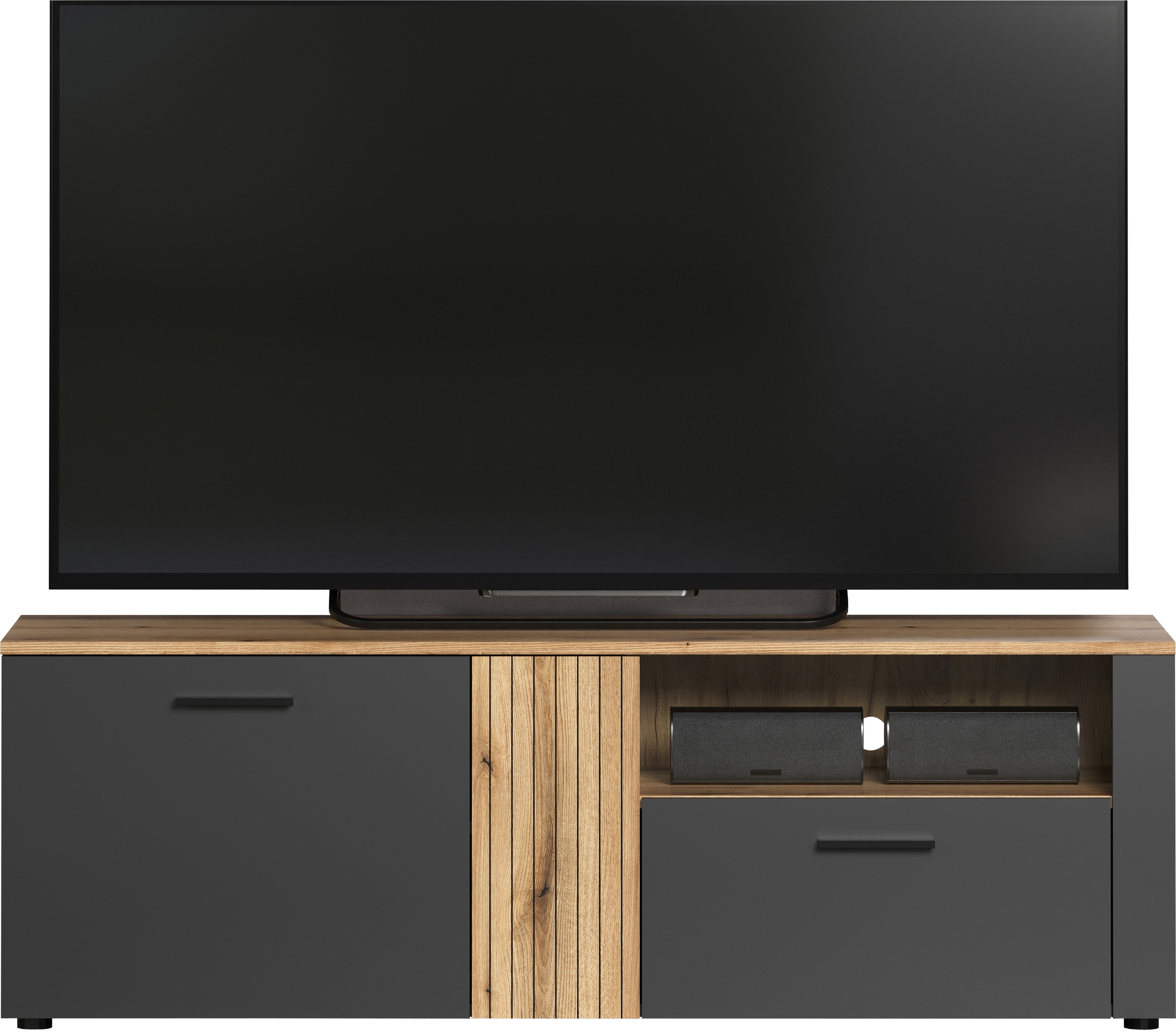 INOSIGN TV-Bank »Estepona«, (1 St.), TV-Lowboard mit Rillenoptik - Türen links oder rechts montierbar