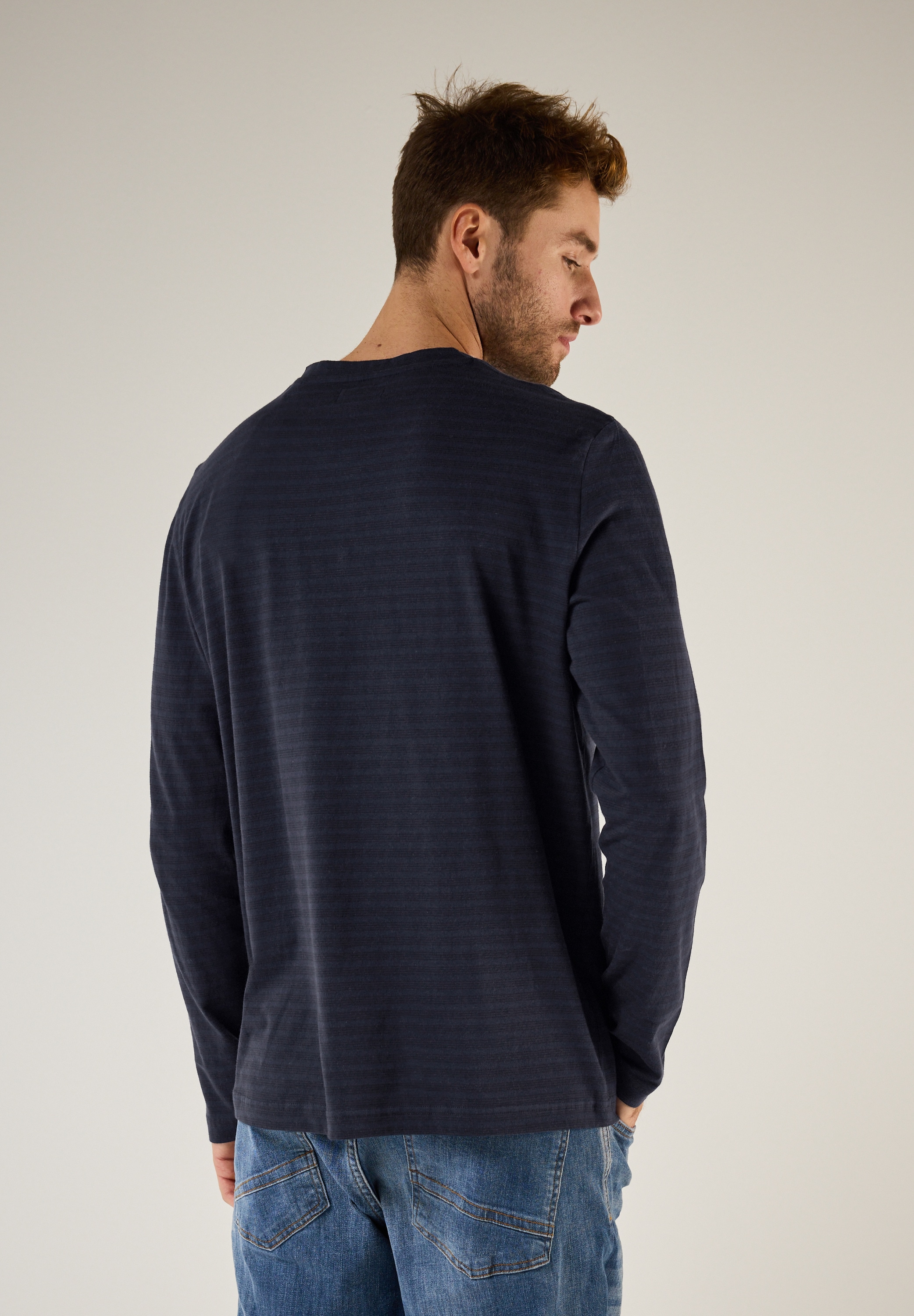 STREET ONE MEN Langarmshirt, aus reiner Baumwolle