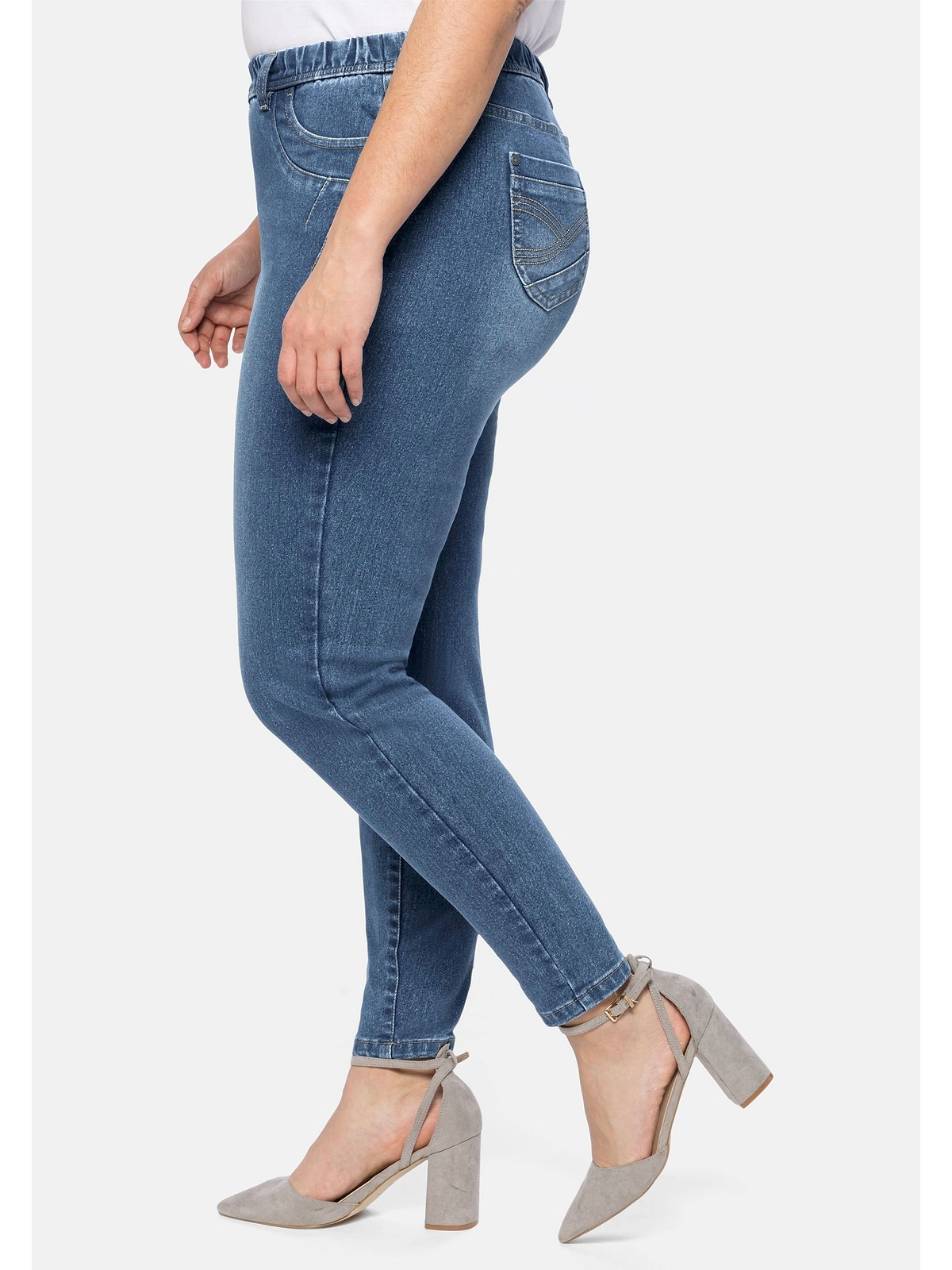 Sheego Stretch-Jeans »Große Größen«, Gürtelschlaufen und Gummibund bestellen BAUR mit 