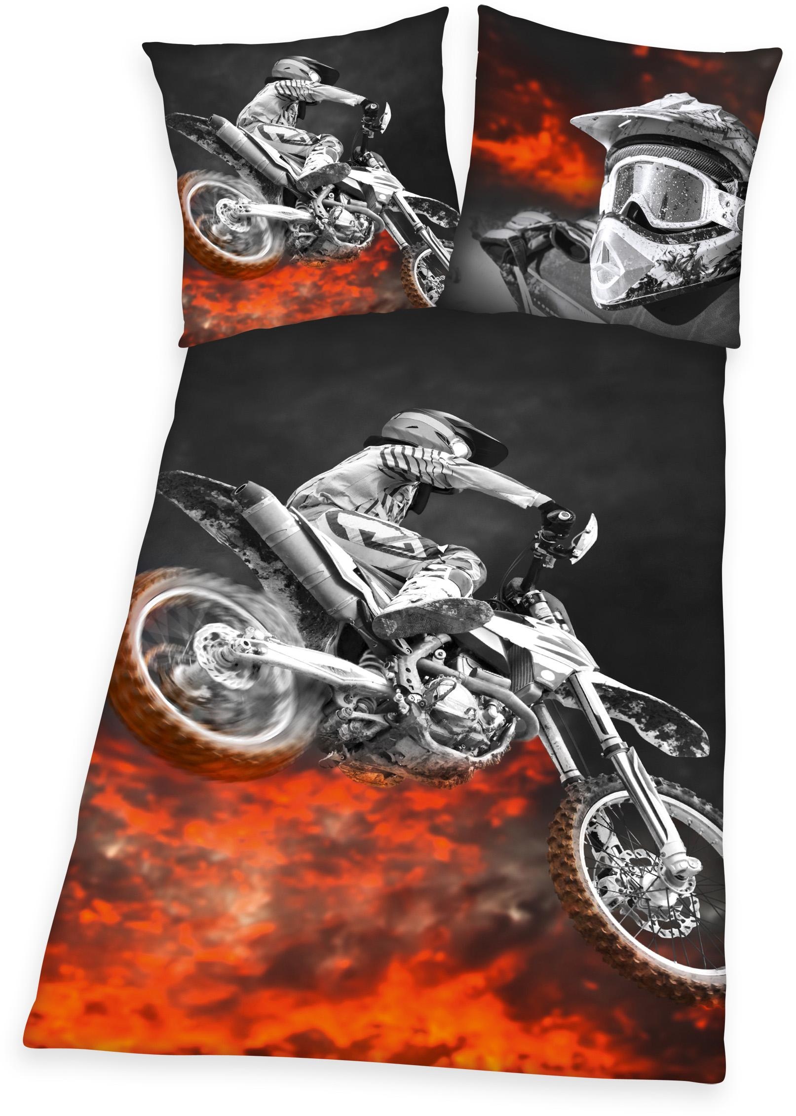 Herding Young Collection Jugendbettwäsche "Motorcross" 2 Stk. tlg. mit Moto günstig online kaufen