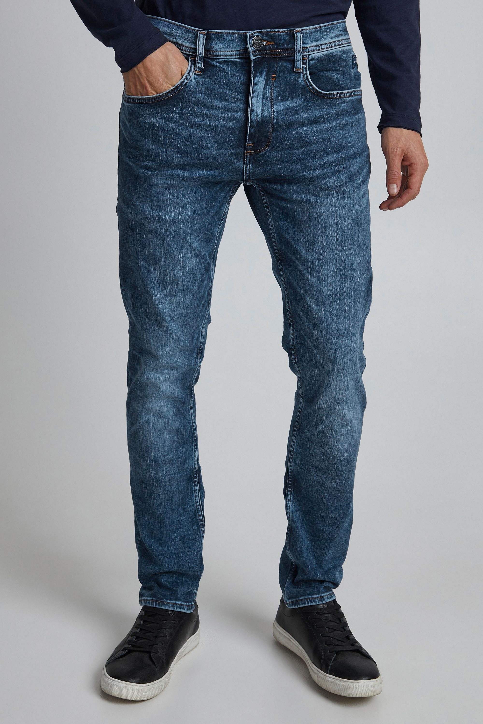 Slim-fit-Jeans BLEND "Slim Fit Jeans BHJet", Herren, Gr. 28, Länge 32, blau (denim middle blau), Obermaterial: 93% Baumwolle CO. 6% Polyester PES. 1% Elasthan EL., Jeans Slim-fit-Jeans