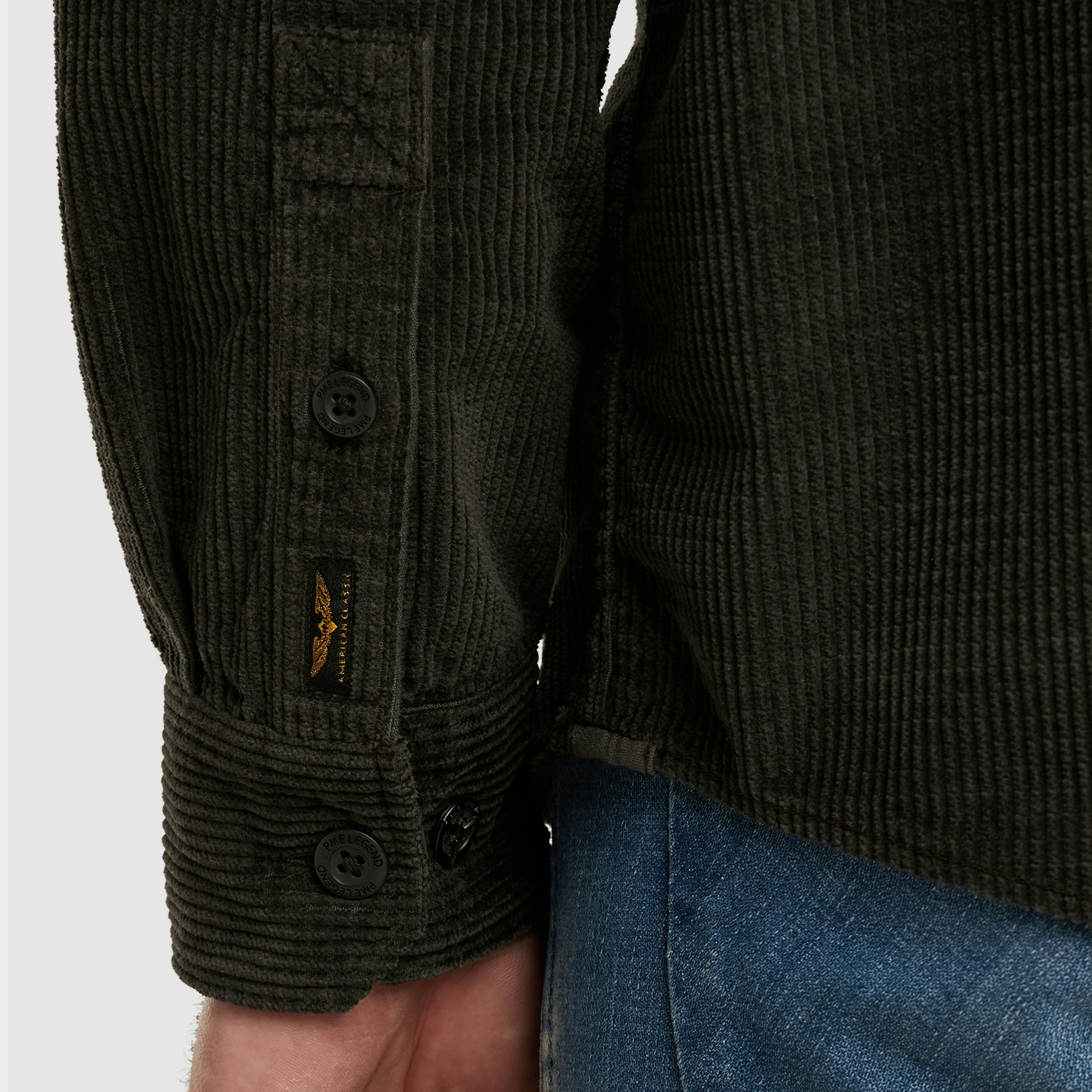 PME LEGEND Langarmhemd aus softem Cord, mit Knopfleiste