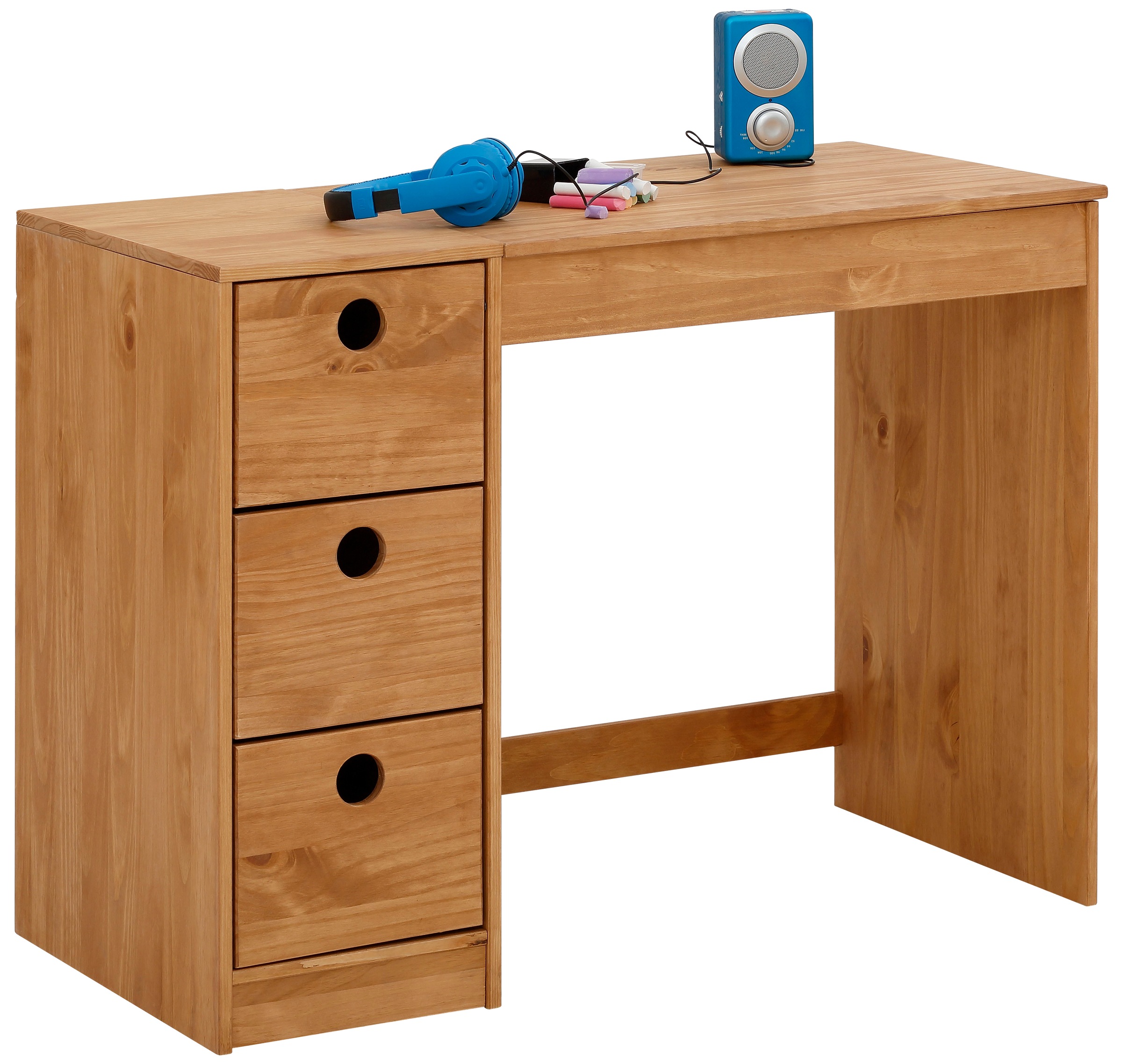 OTTO home Kinderschreibtisch "Alpi" Kiefernholz, Wangengestell, mit 3 Schub günstig online kaufen