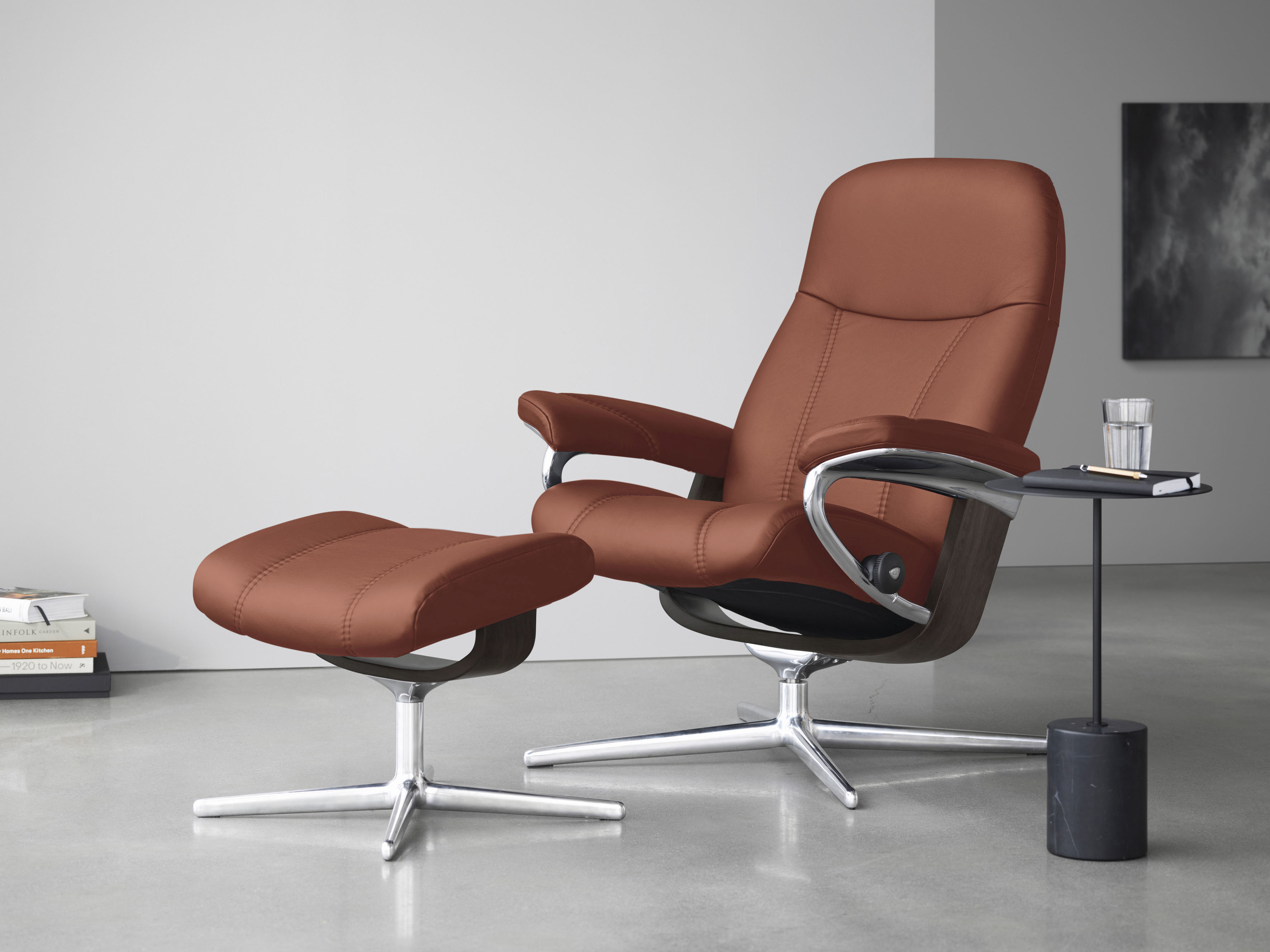 Stressless Relaxsessel "Consul" mit Cross Base, Größe S, M & L, Holzakzent Wenge