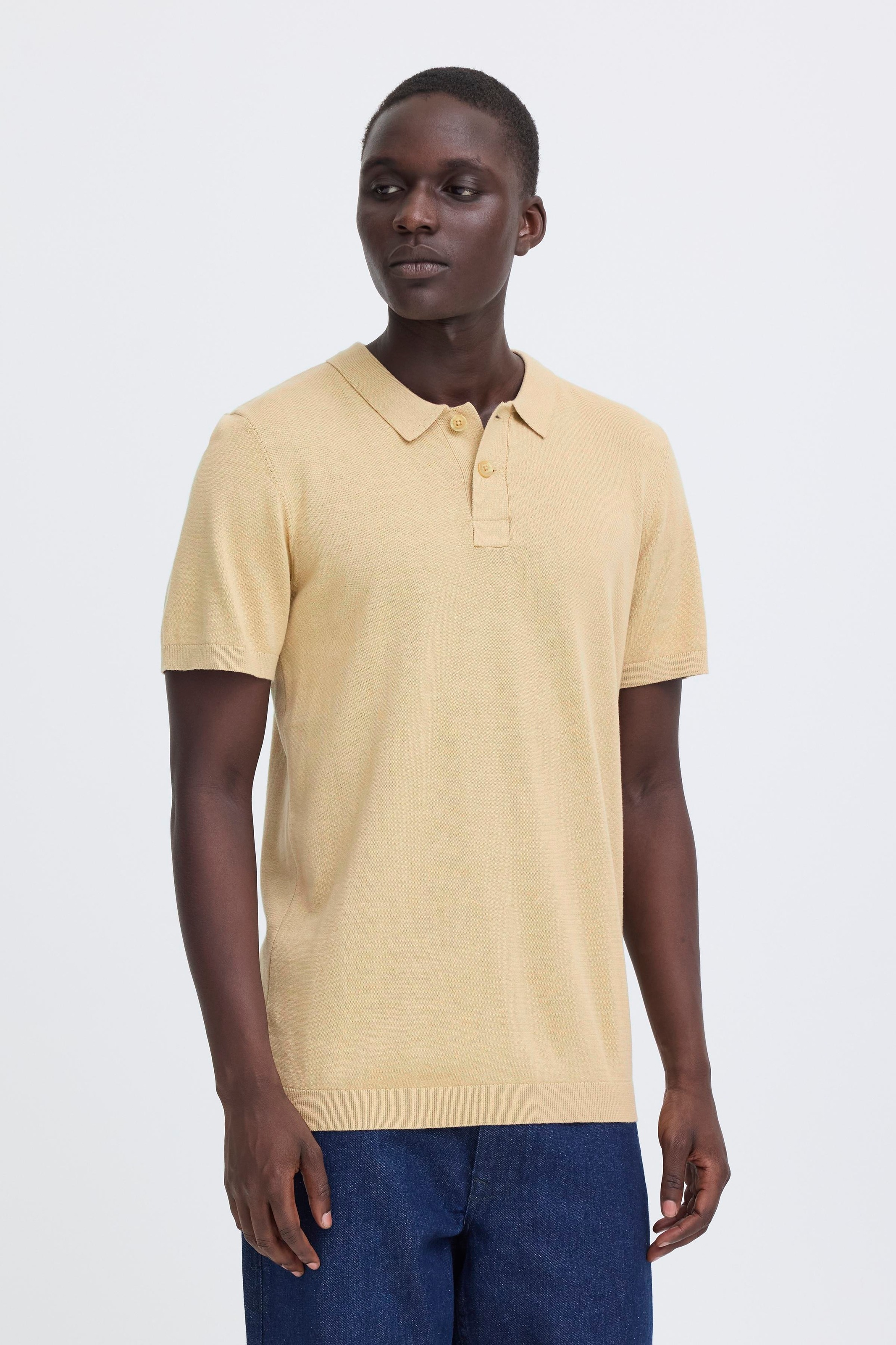 Poloshirt BLEND "BHBRAY KNIT POLO", Herren, Gr. XL, cornstalk, Strick, Obermaterial: 100% Baumwolle, unifarben, regular fit, Shirts