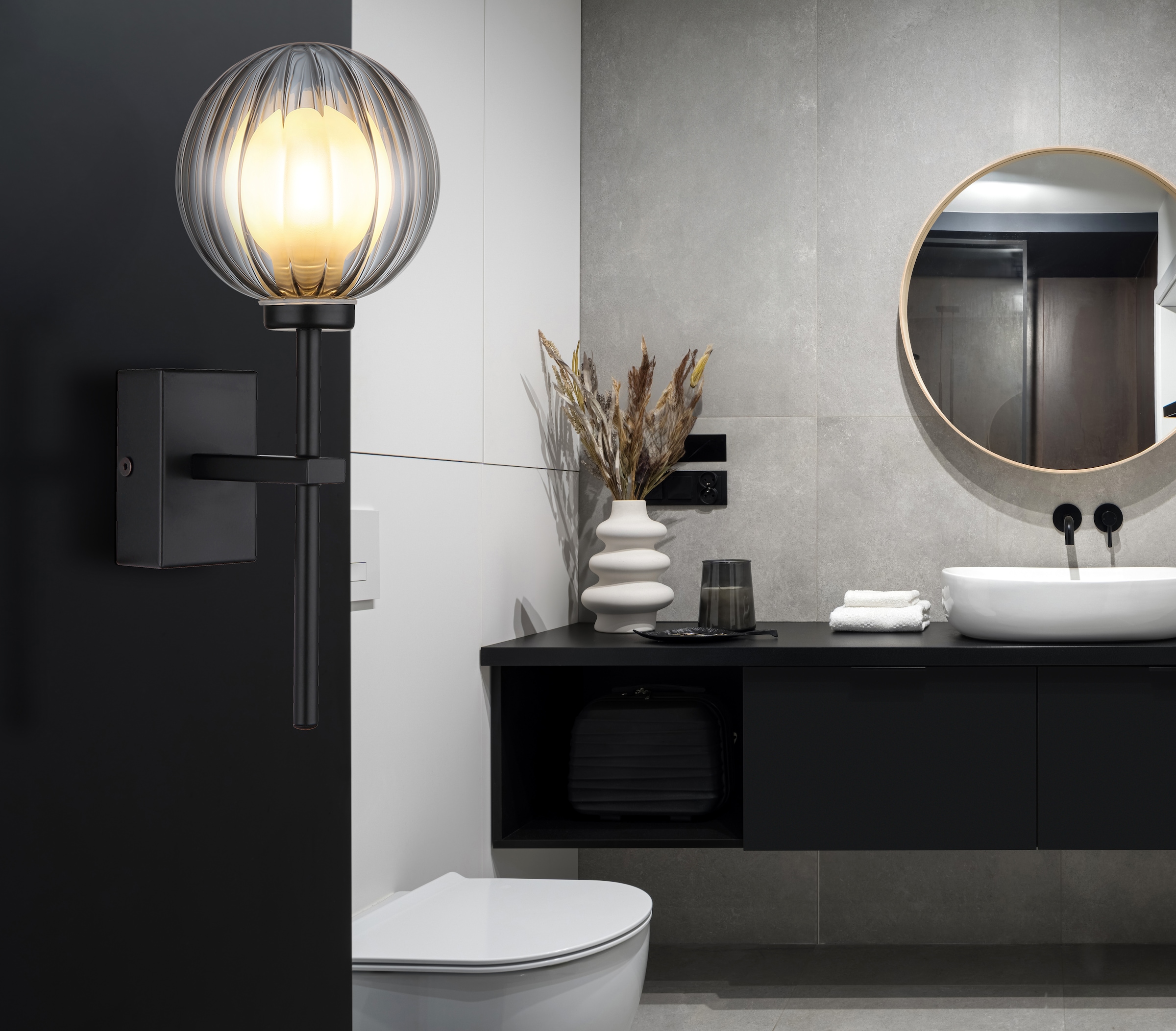 GLOBO LIGHTING Wandleuchte »ANDER«, Leuchtmittel G9 | ohne Leuchtmittel, Wandlampe/Spot/Glas rauchfarben/Wohnzimmer/Flur/3000K/IP44/Kugel