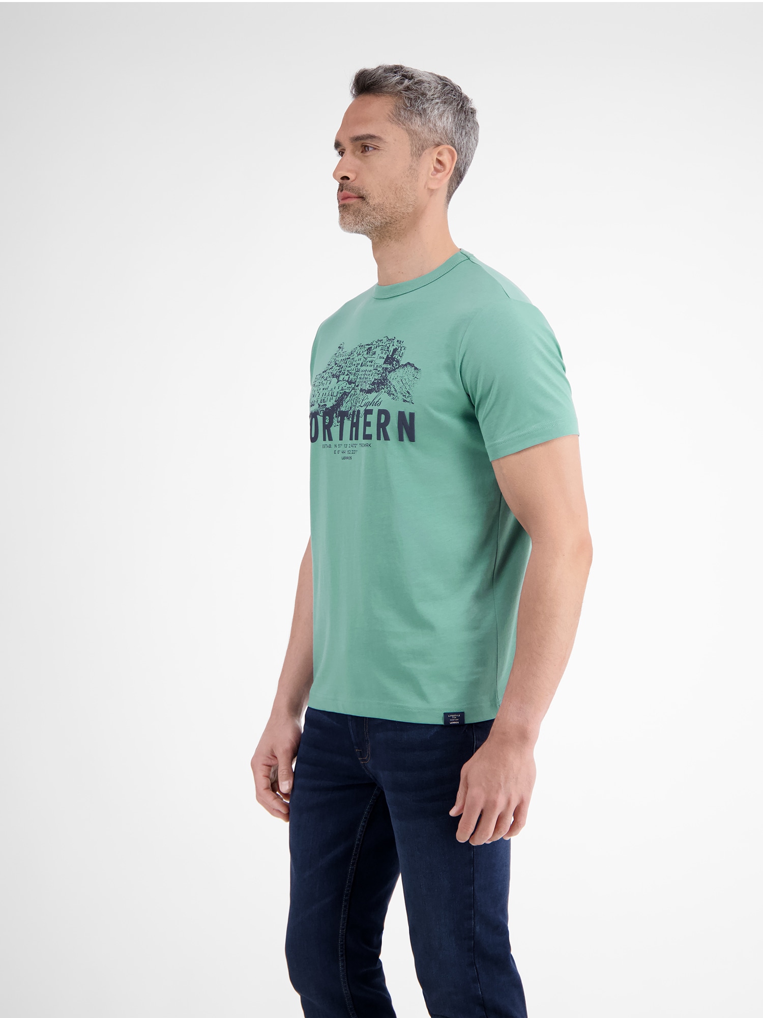 LERROS T-Shirt »LERROS Unifarbenes T-Shirt mit Brustprint«