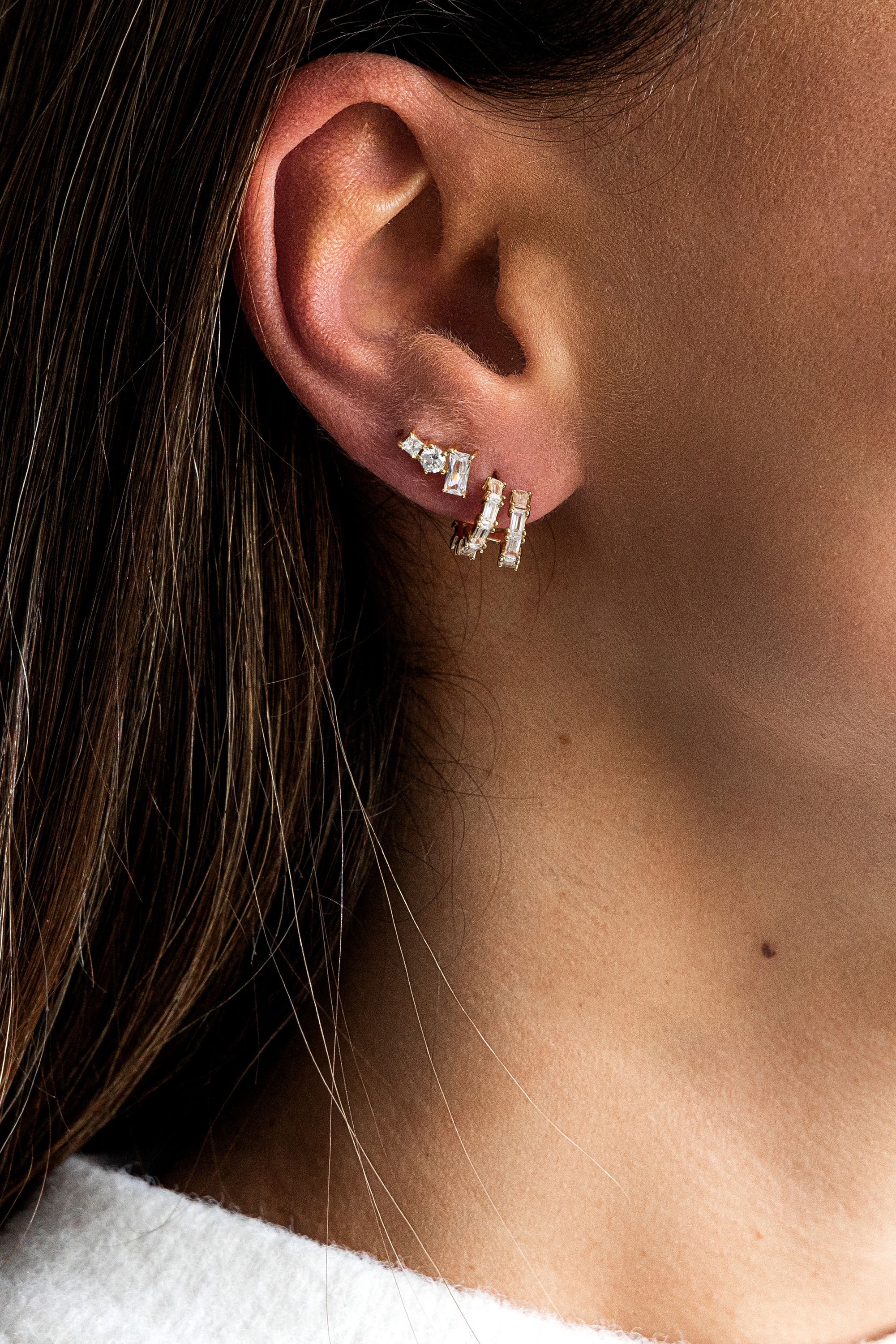 CAÏ Paar Ohrstecker »925 Sterling Silber gelb vergoldet Zirkonia«