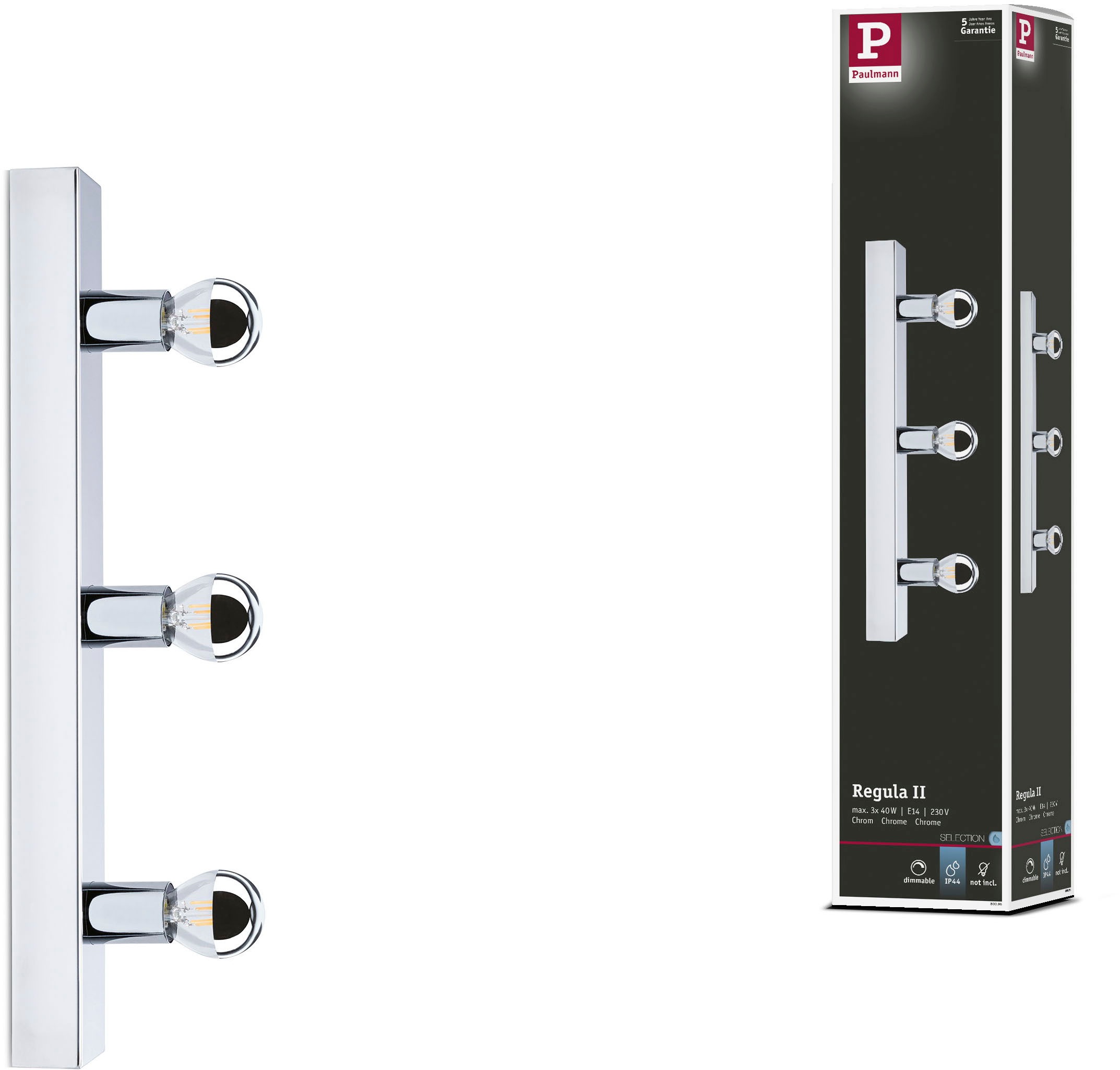 Paulmann Spiegelleuchte »Spiegelleuchte IP44 E14 230V dimmbar«, 3 flammig, Leuchtmittel E14 | ohne Leuchtmittel, Ein-/Ausschalter