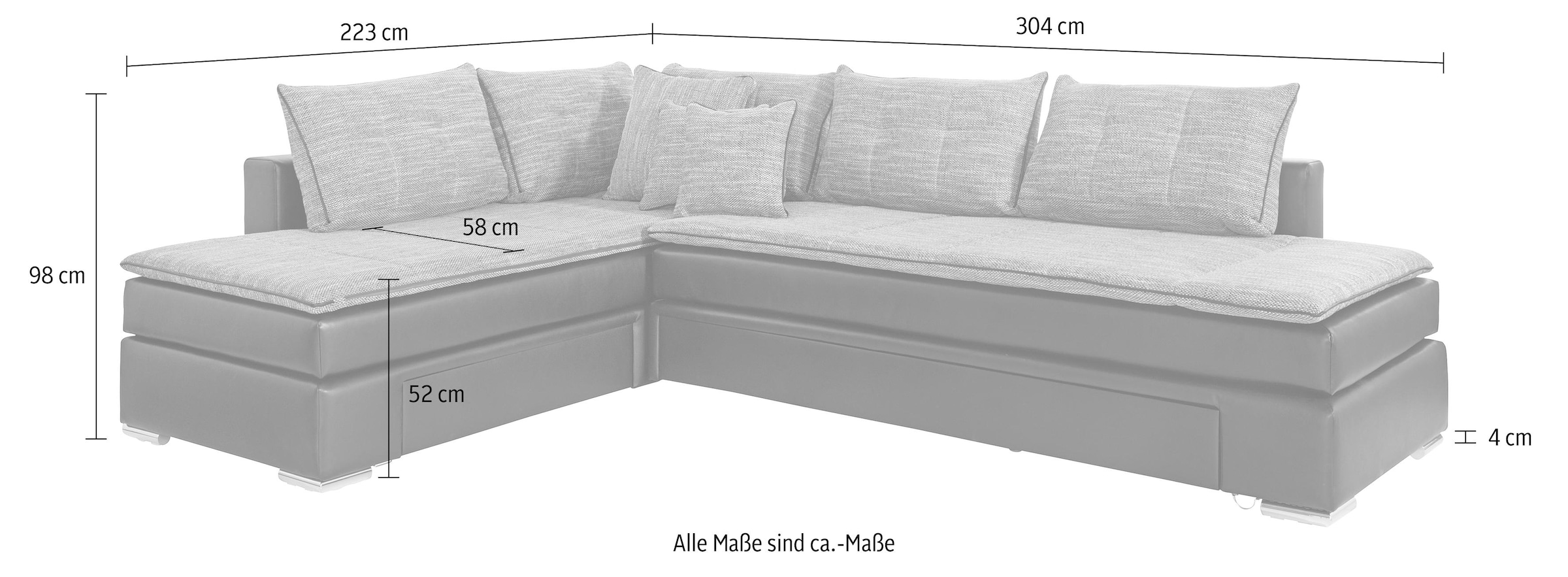 INOSIGN Ecksofa »Night & Day L-Form mit Dauer-Schlaffunktion ohne Armlehnen«, mit Boxspring-Bettfunktion 164x200 cm und Bettkasten, Dauerschläfer!