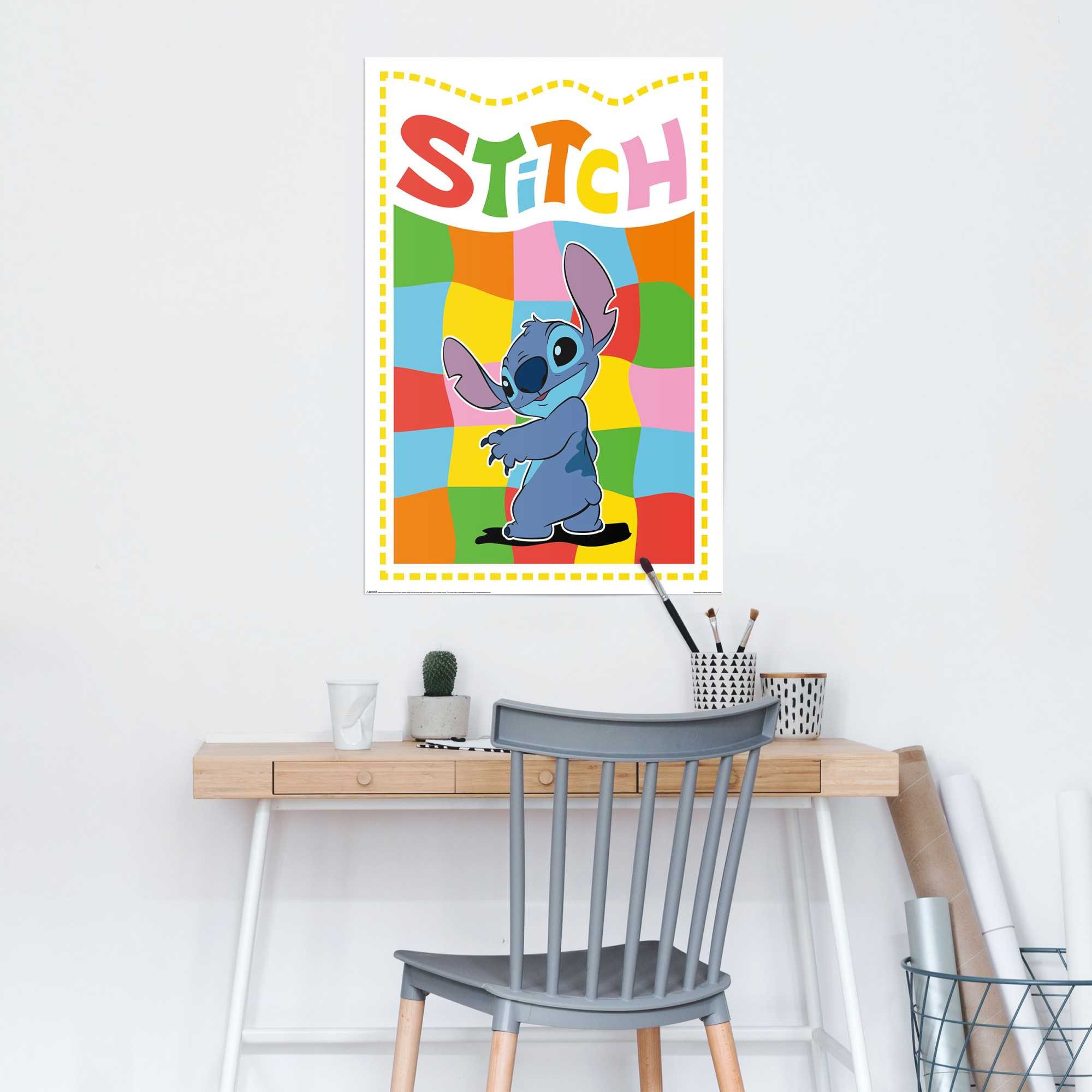 Reinders Poster "Stitch - chequered Stitch" Kinderzimmer - Blau - 150 gr. P günstig online kaufen